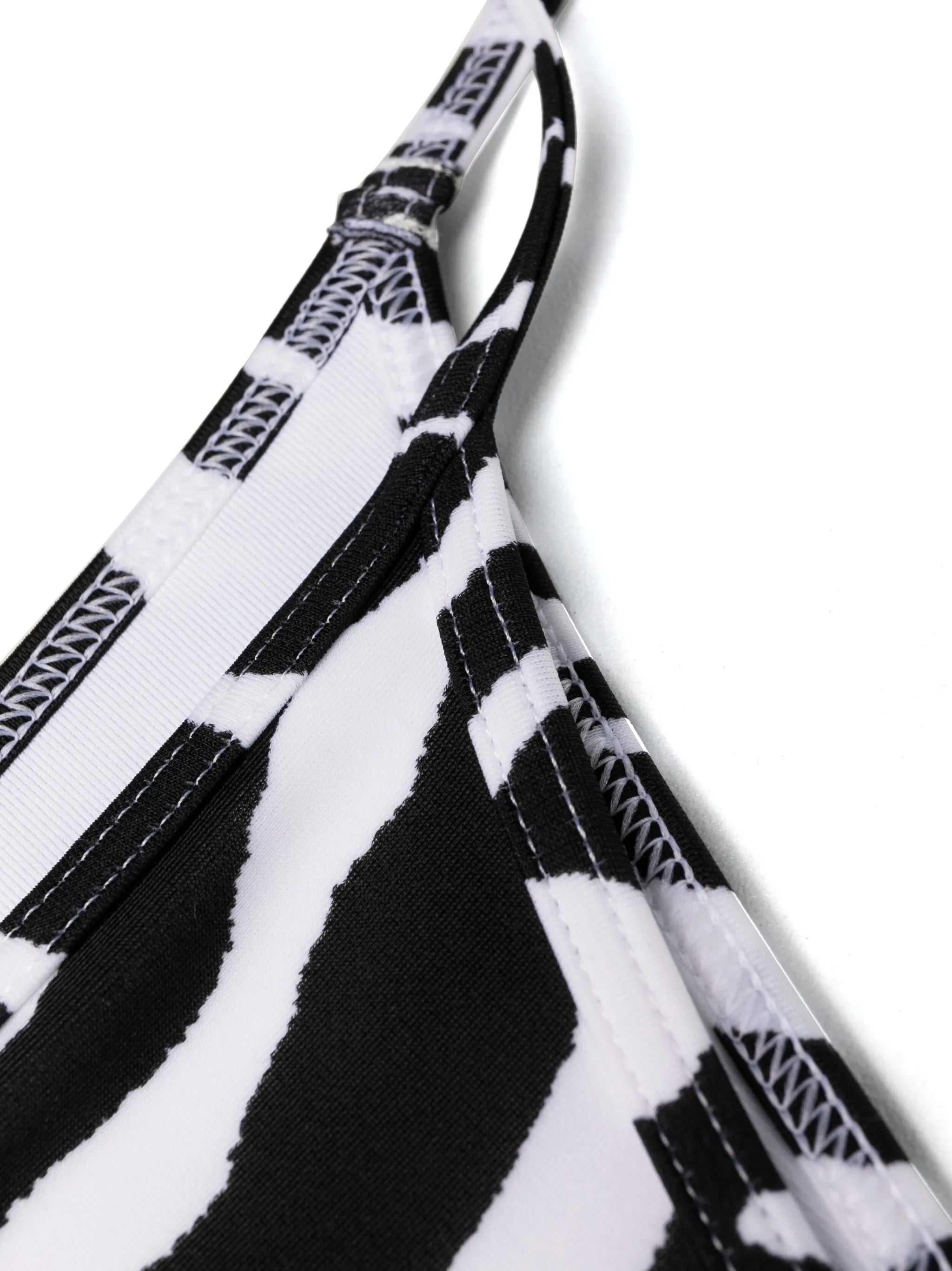 one-shoulder zebra-print bikini set