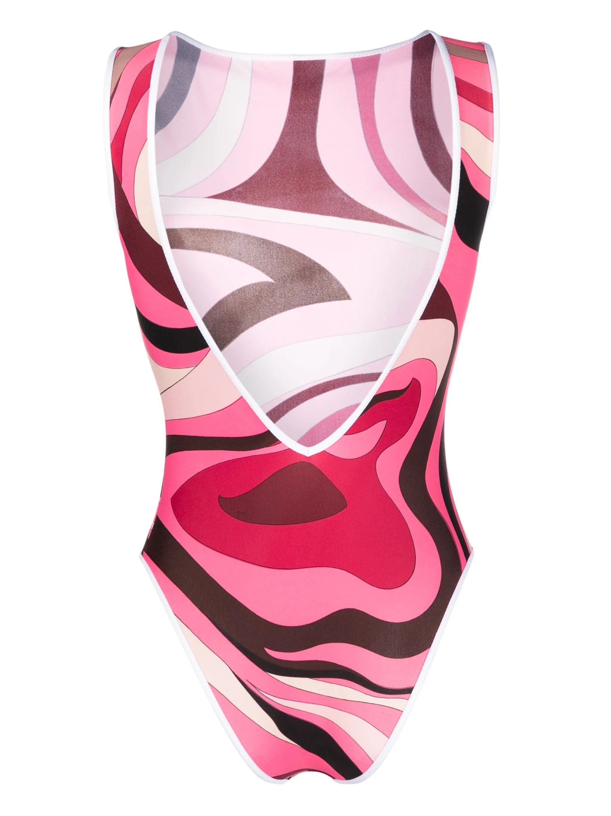 wave-print swimsuit