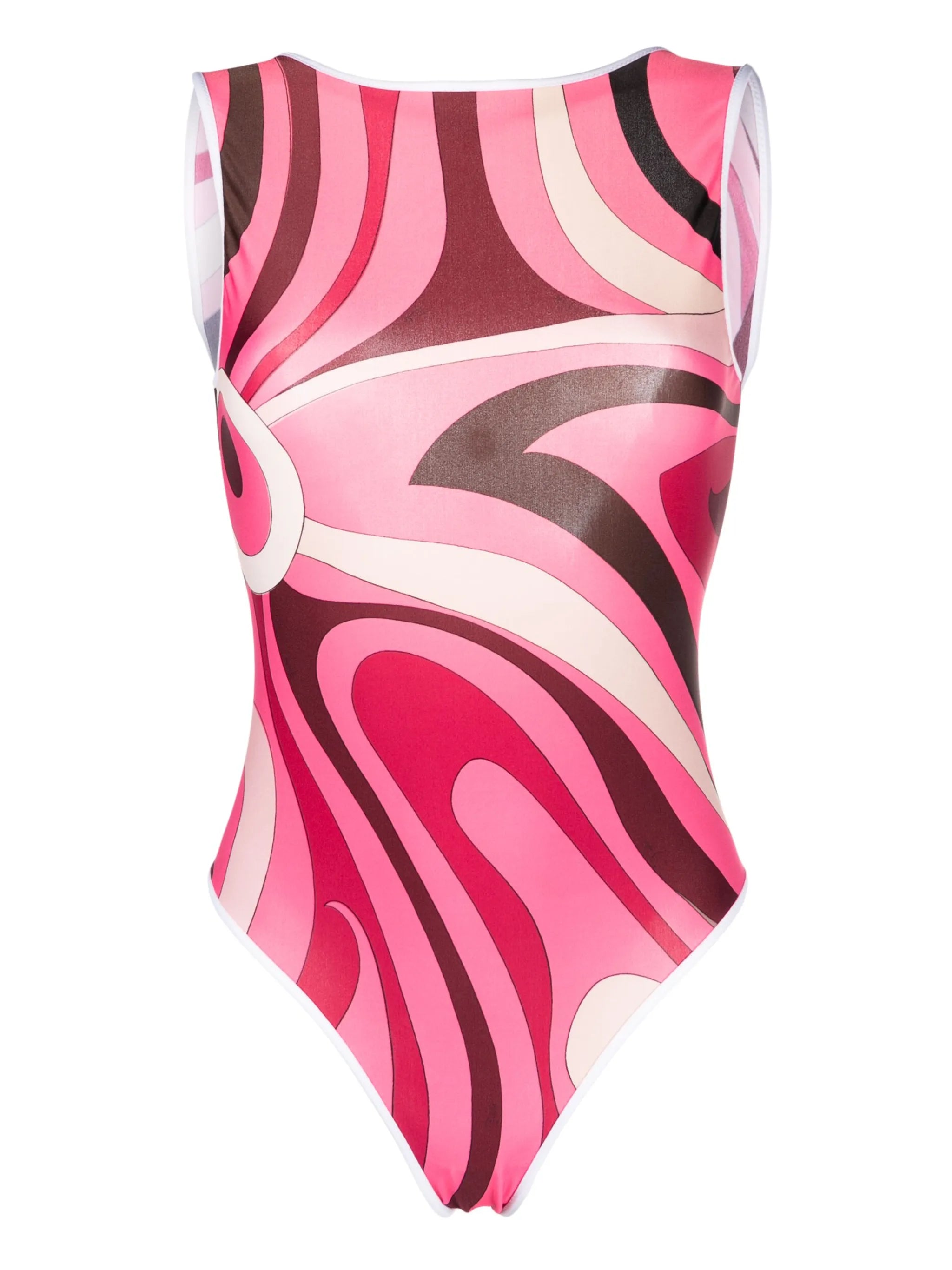 wave-print swimsuit