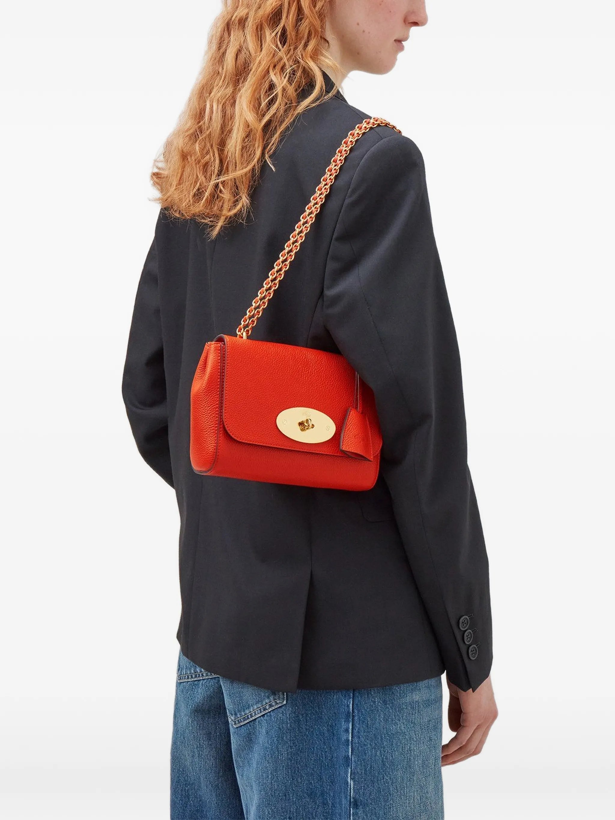 Lily bag in coral orange small classic grain