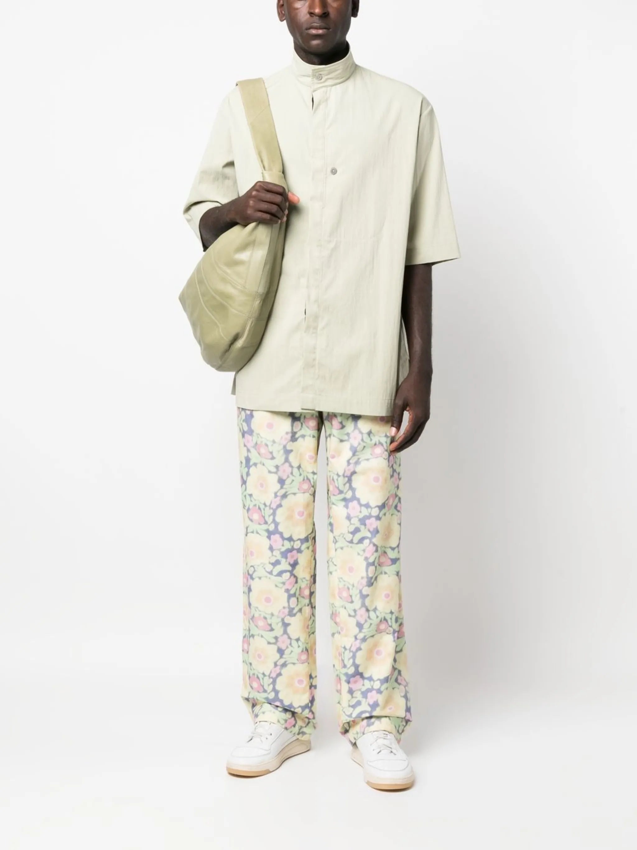 floral-print straight-leg trousers