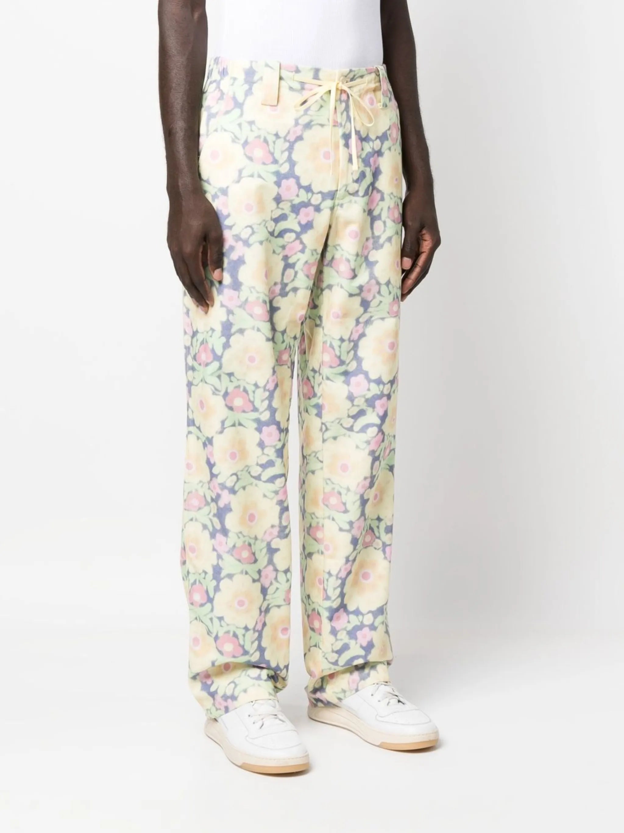 floral-print straight-leg trousers