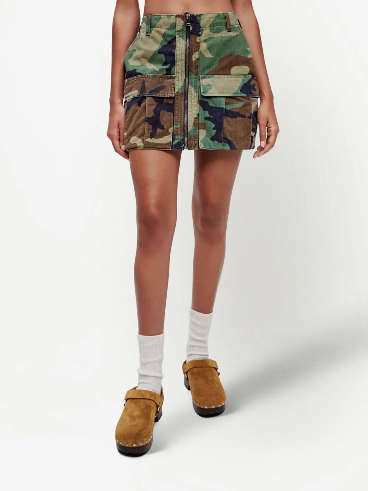 upcycled cargo micro skirt