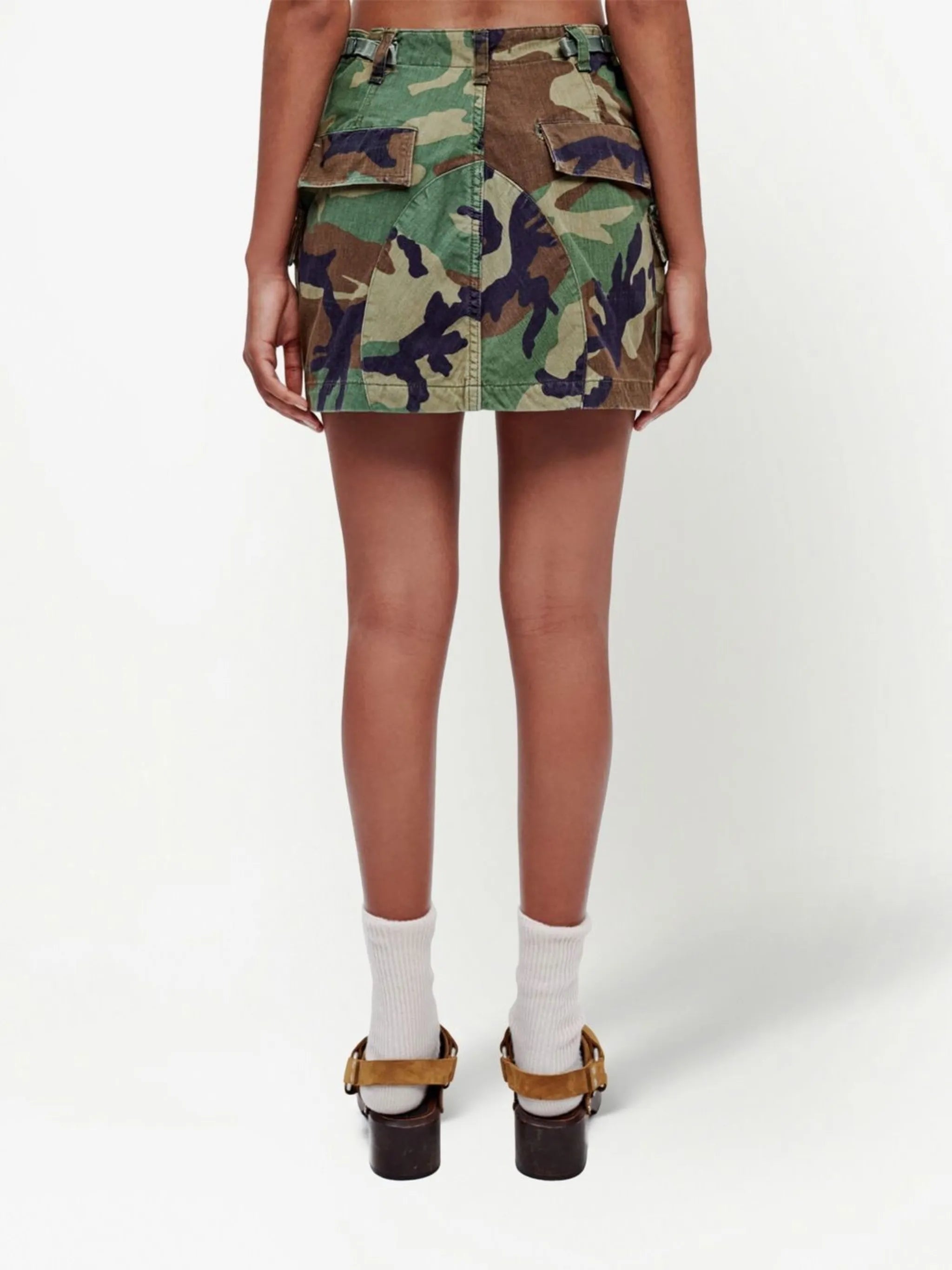 upcycled cargo micro skirt