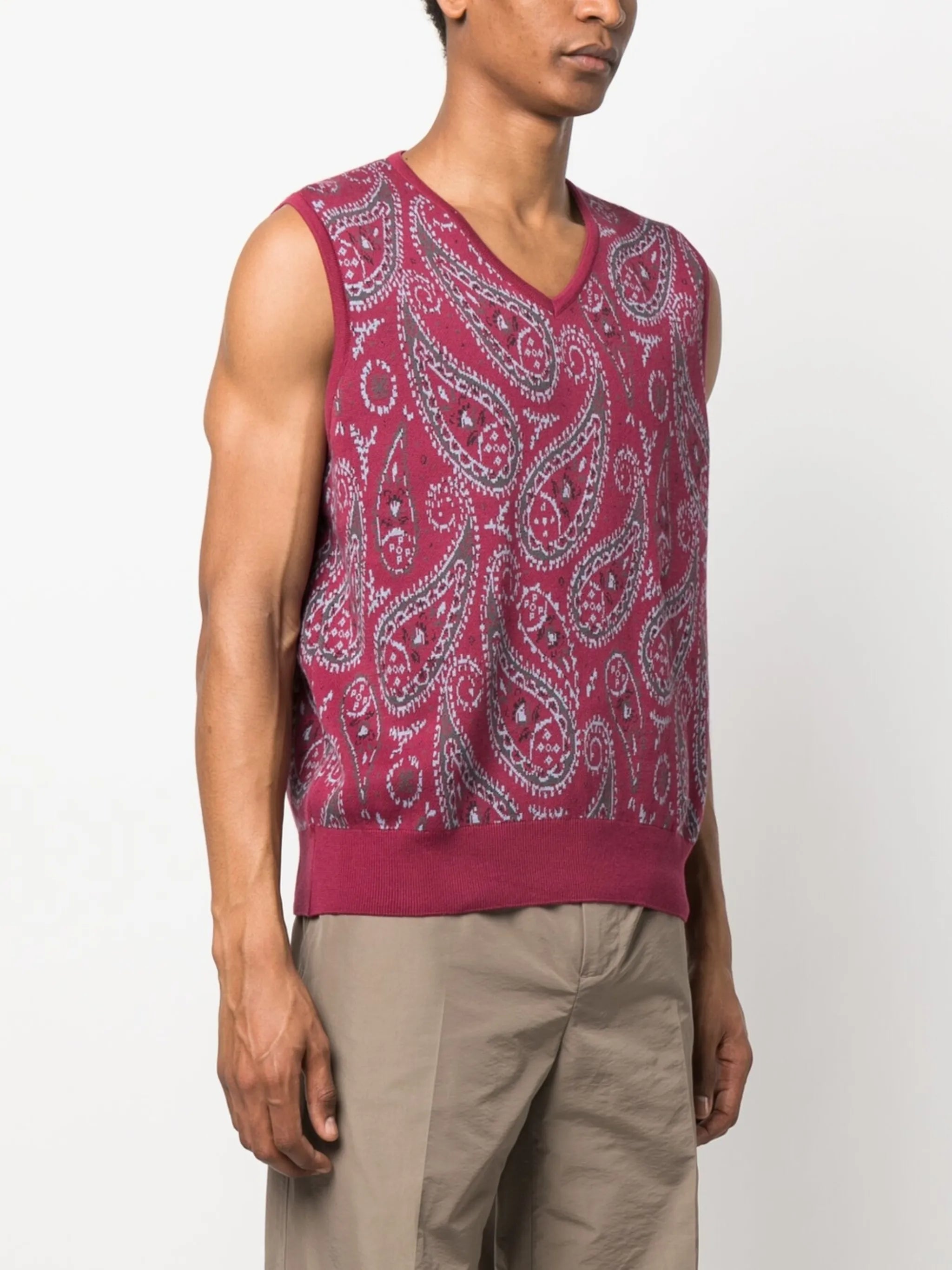 knitted paisley vest