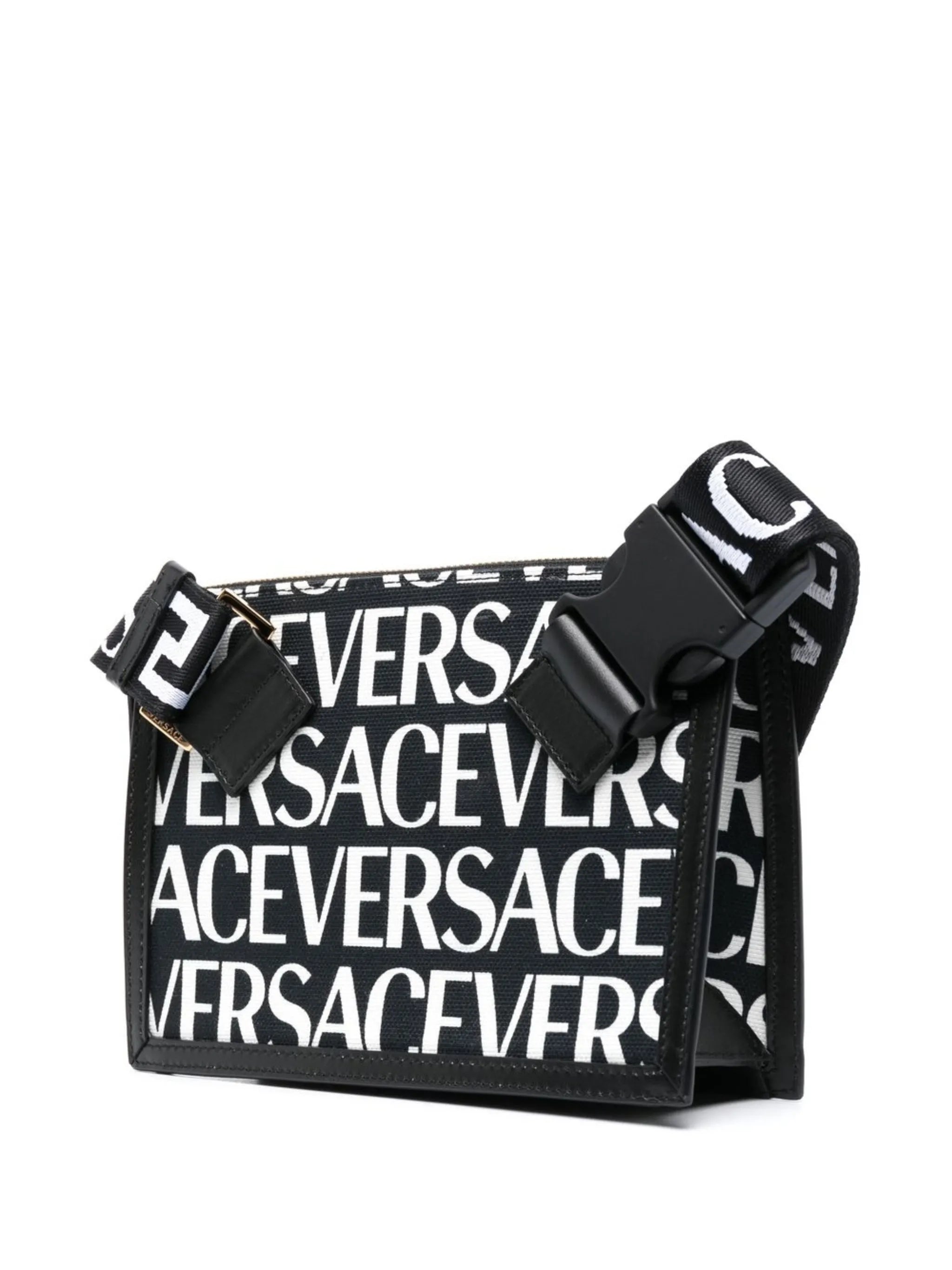 logo-print cotton shoulder bag