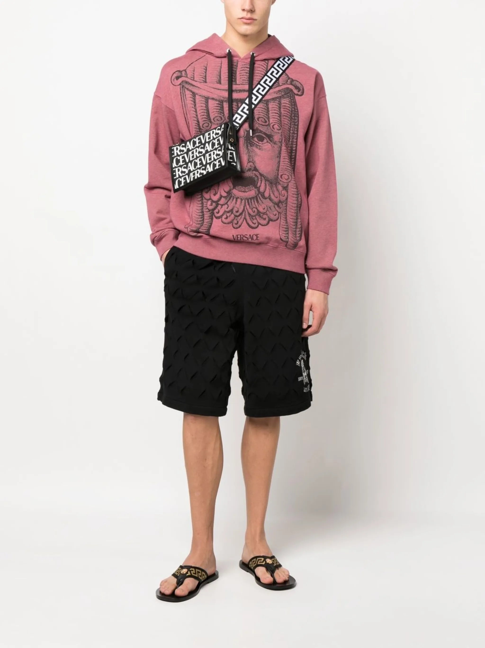 logo-print cotton shoulder bag