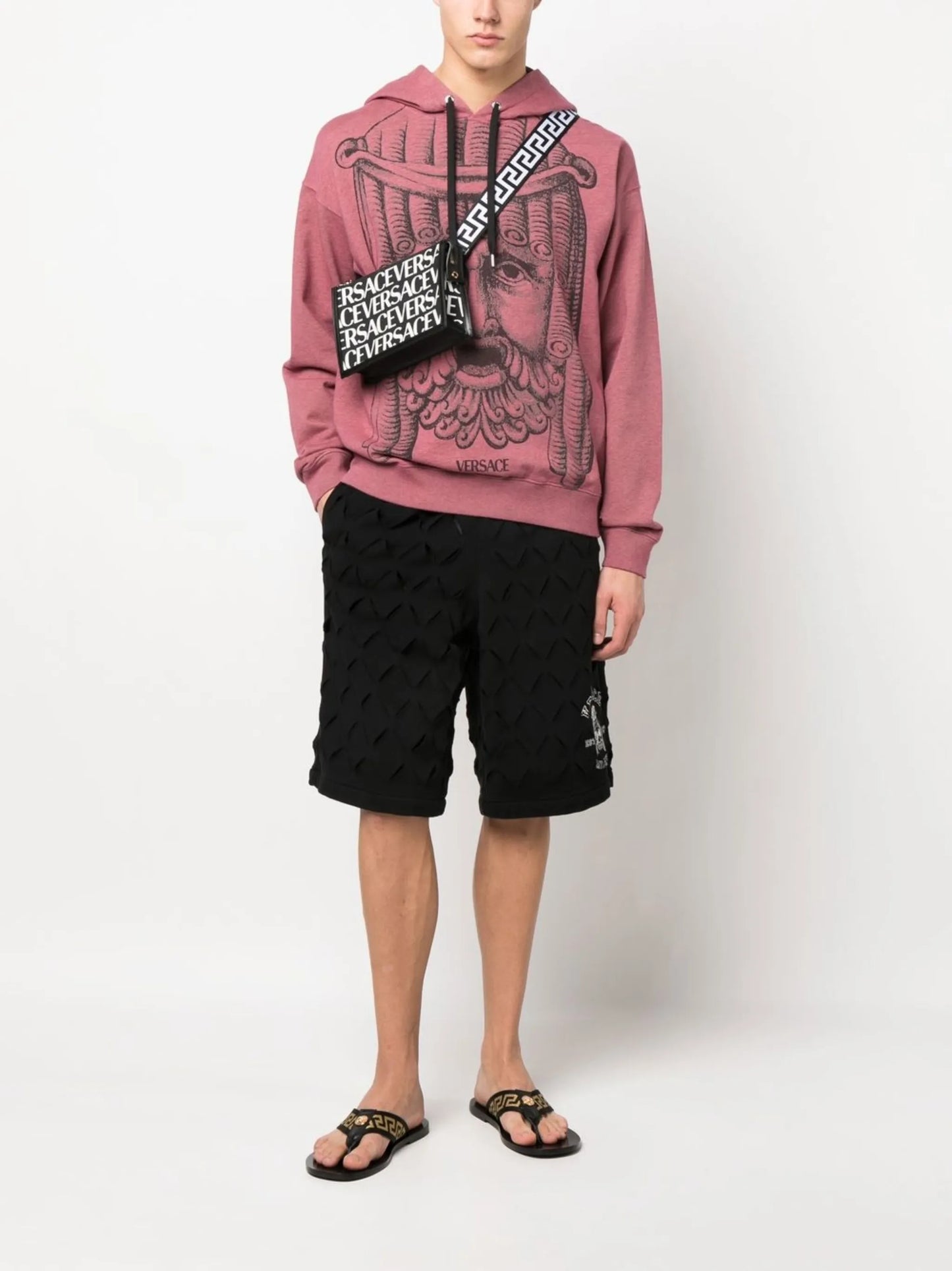 logo-print cotton shoulder bag