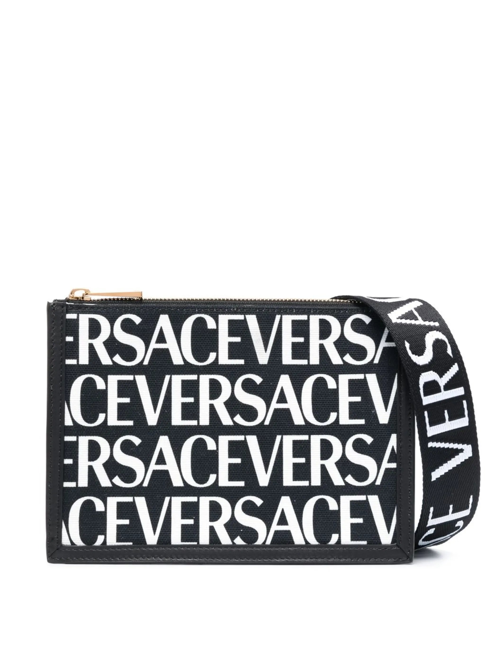 logo-print cotton shoulder bag