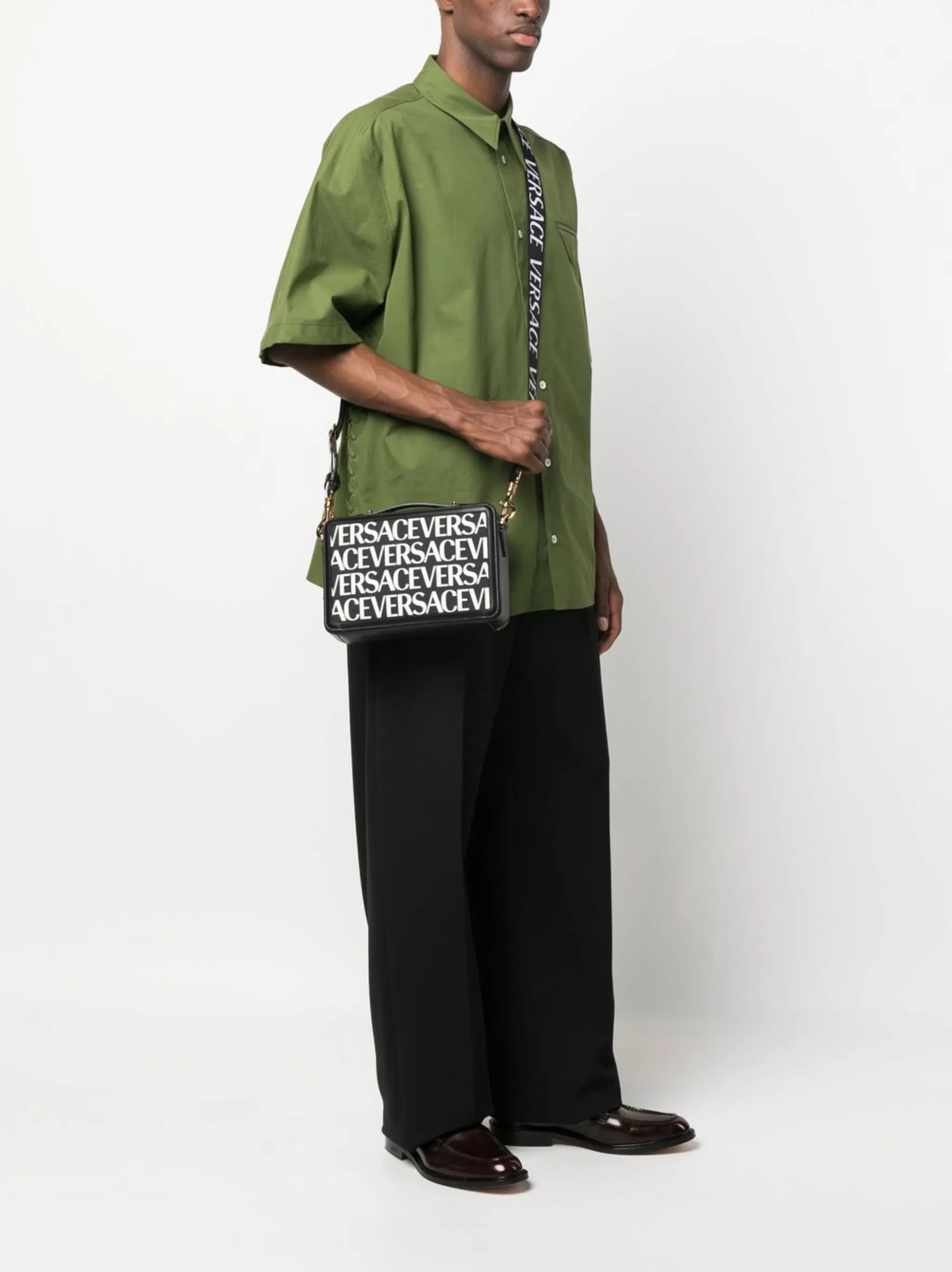 logo-print messenger bag