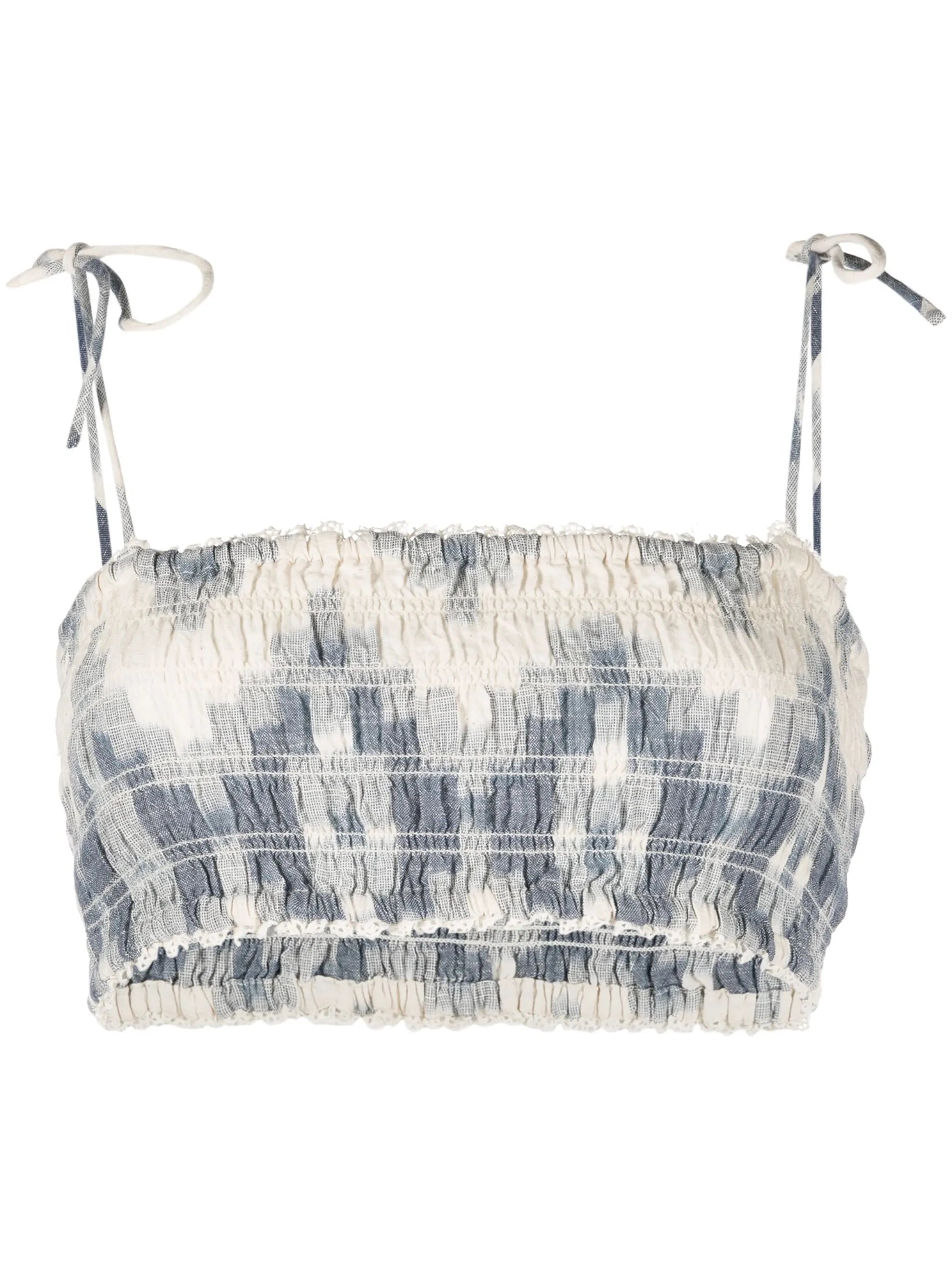 Neith Ikat shirred crop top