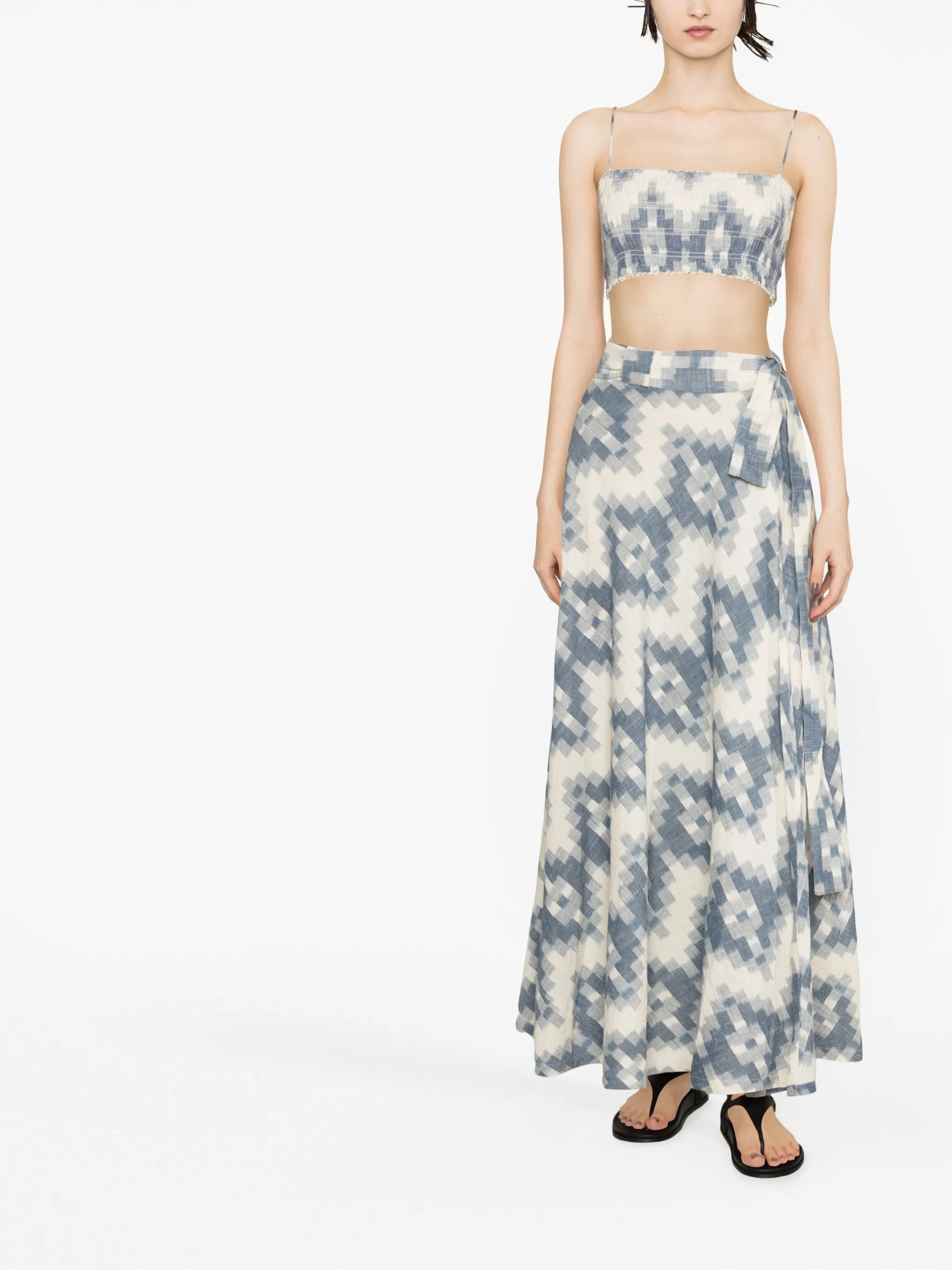 Neith Ikat shirred crop top