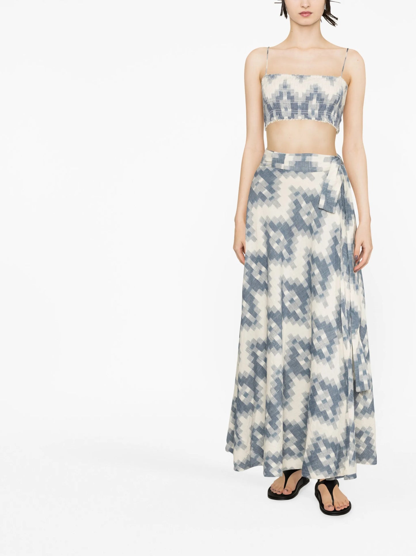 Neith Ikat shirred crop top