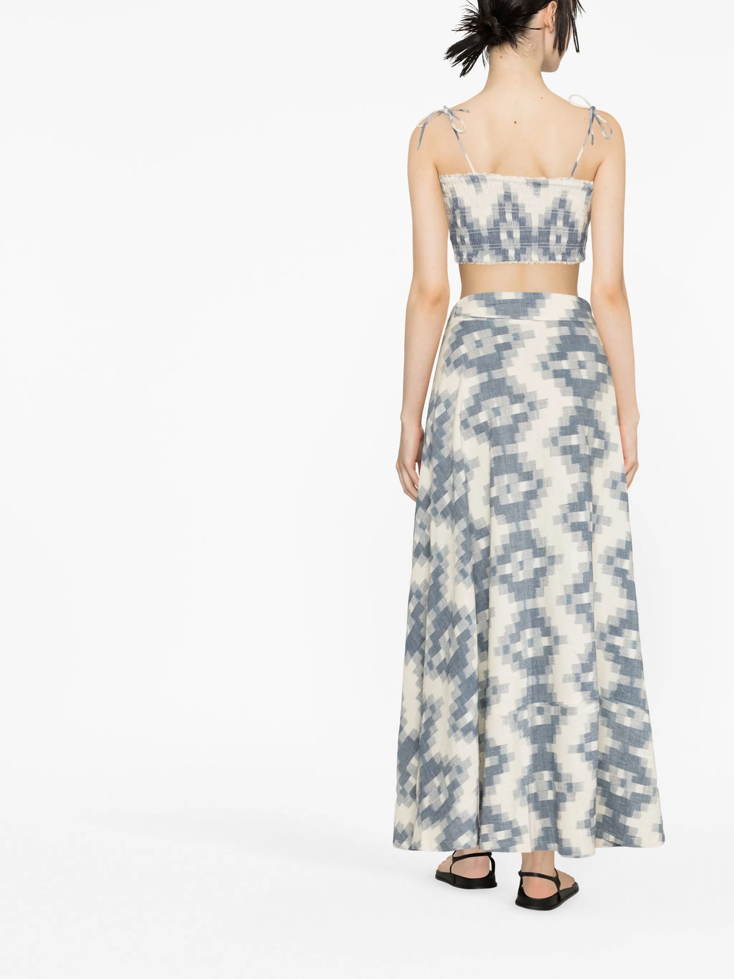 Neith Ikat shirred crop top