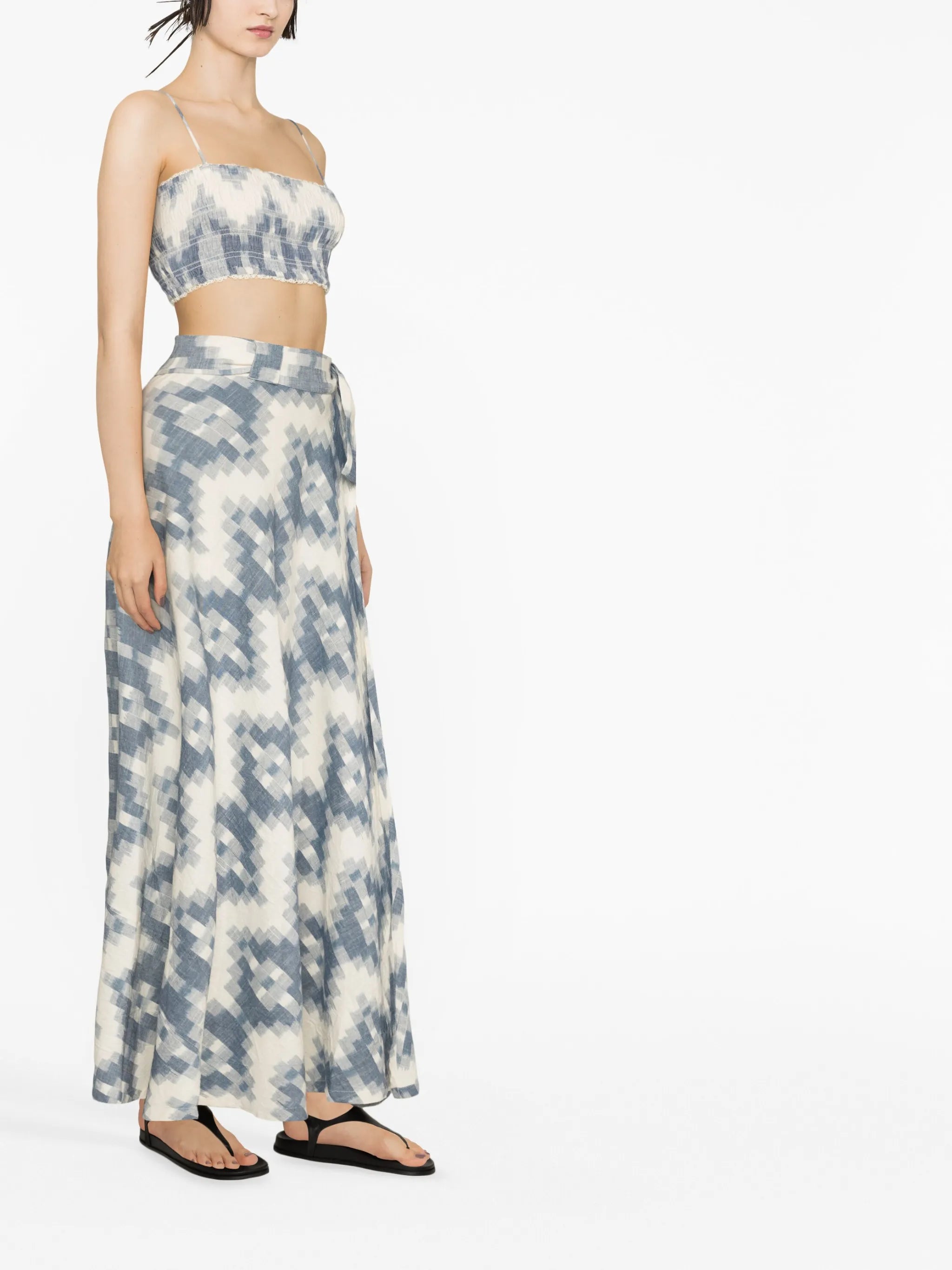 Neith Ikat shirred crop top