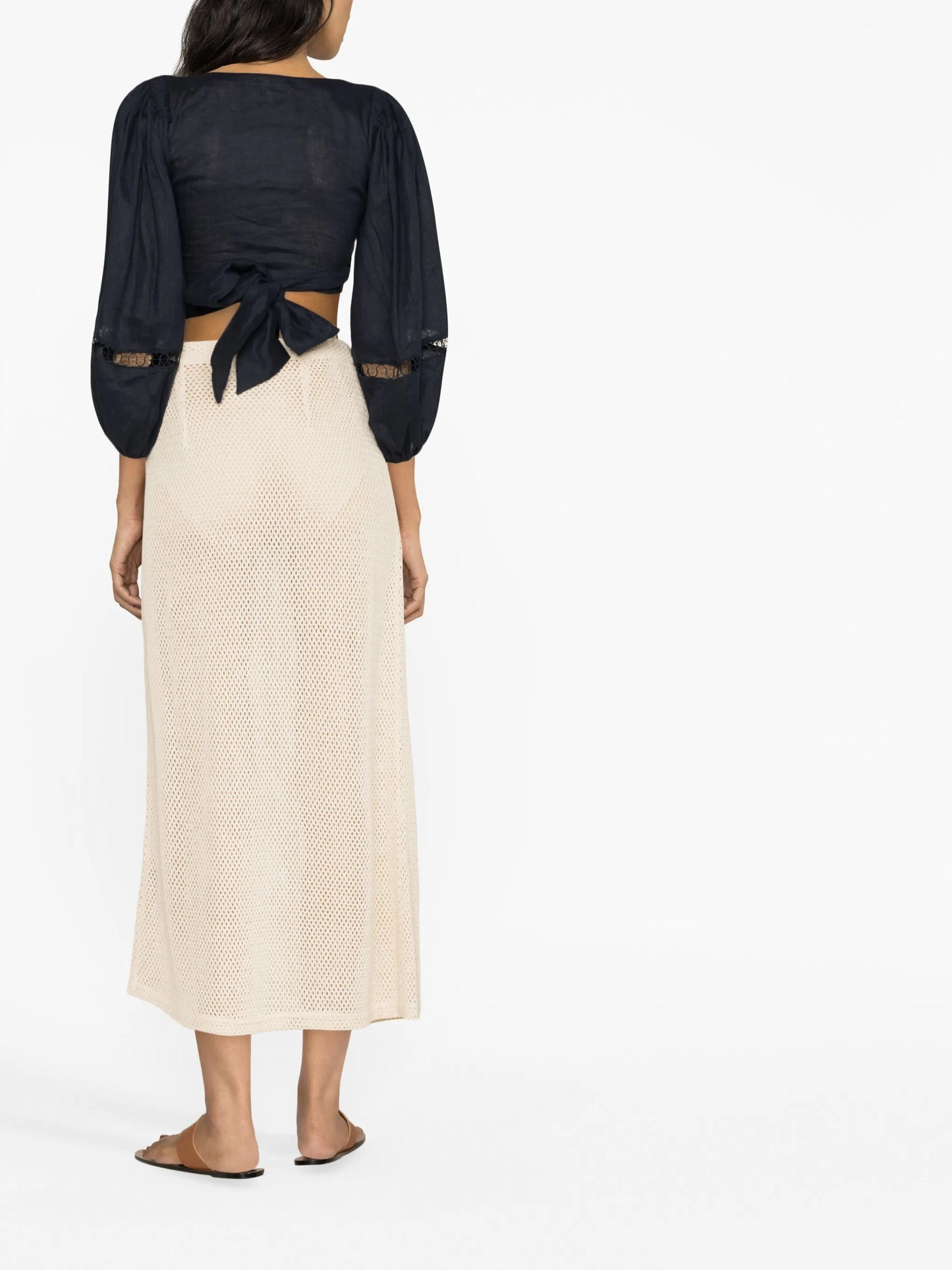 net-woven wrap maxi skirt