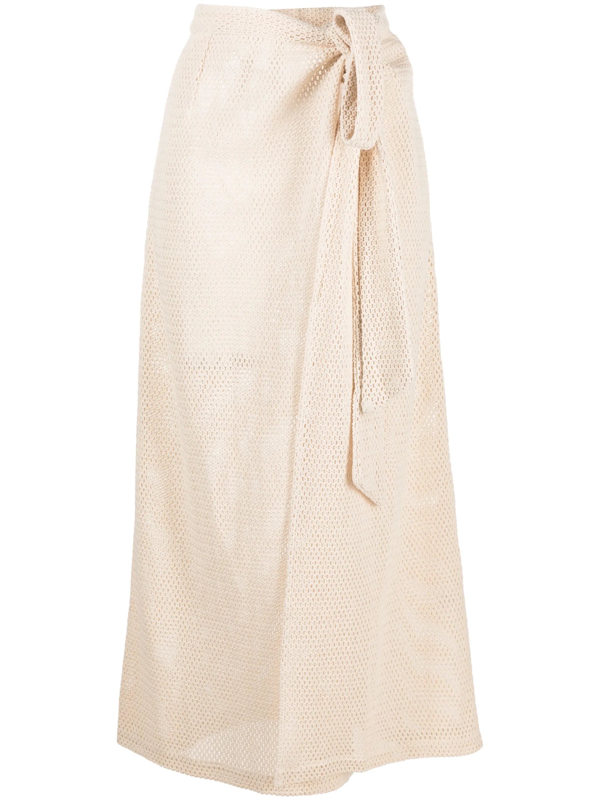 net-woven wrap maxi skirt