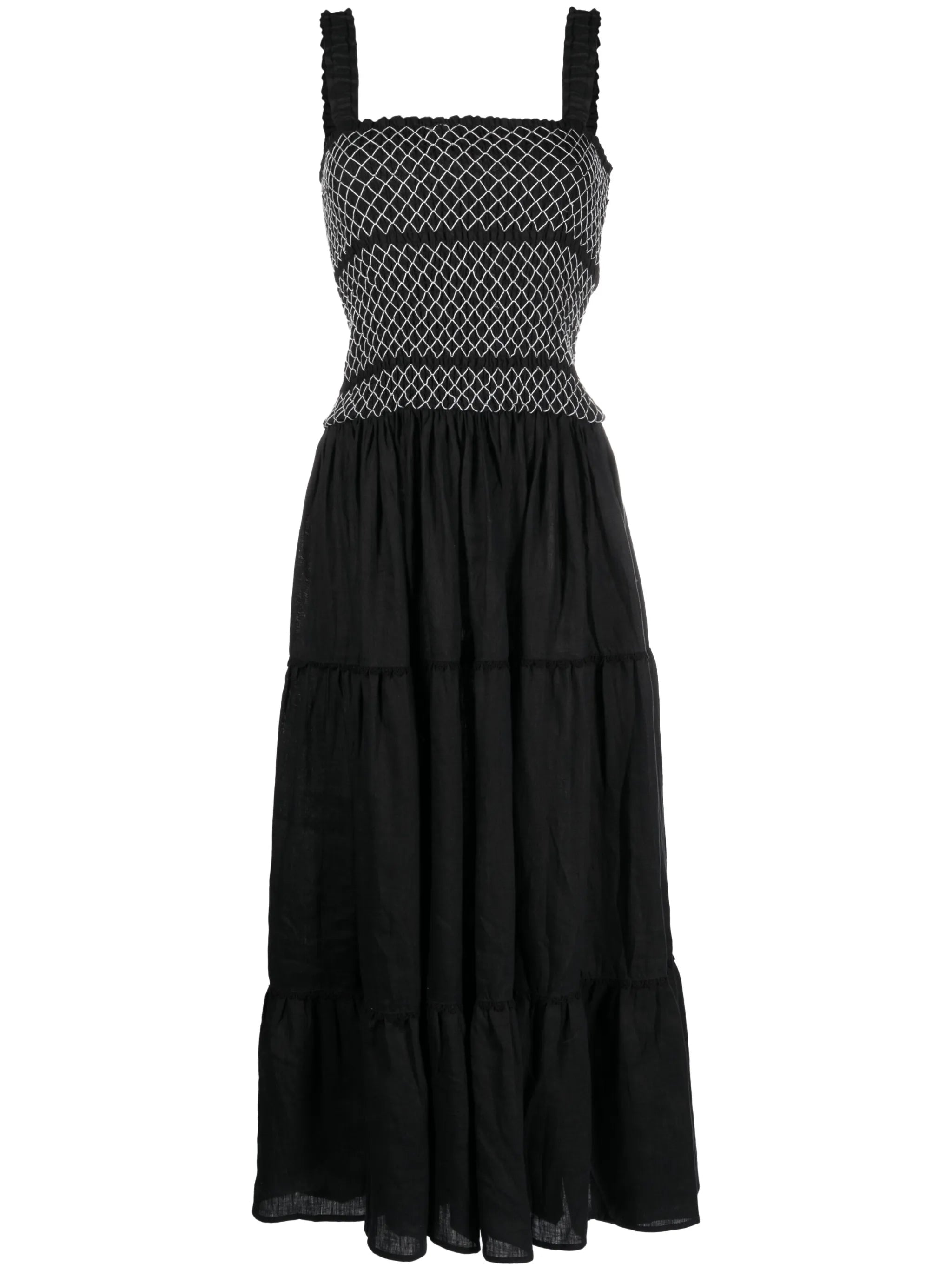 shirred maxi dress