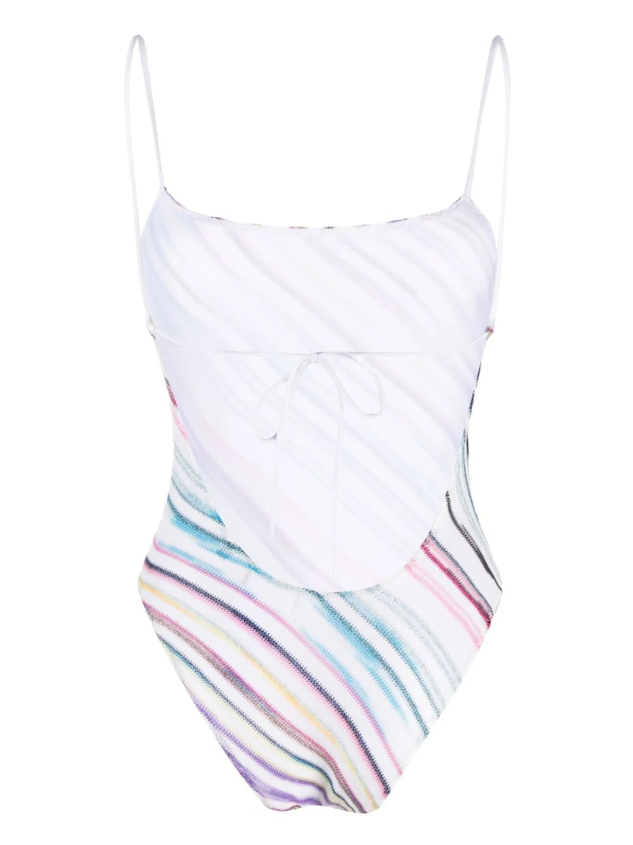 stripe-print backless swimsuit