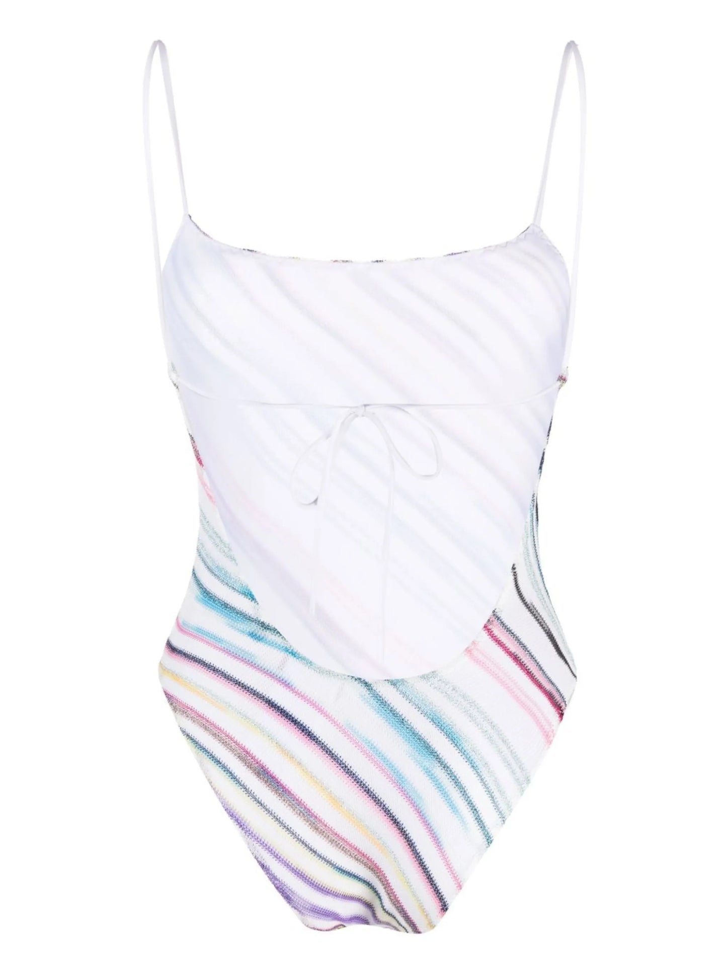 stripe-print backless swimsuit