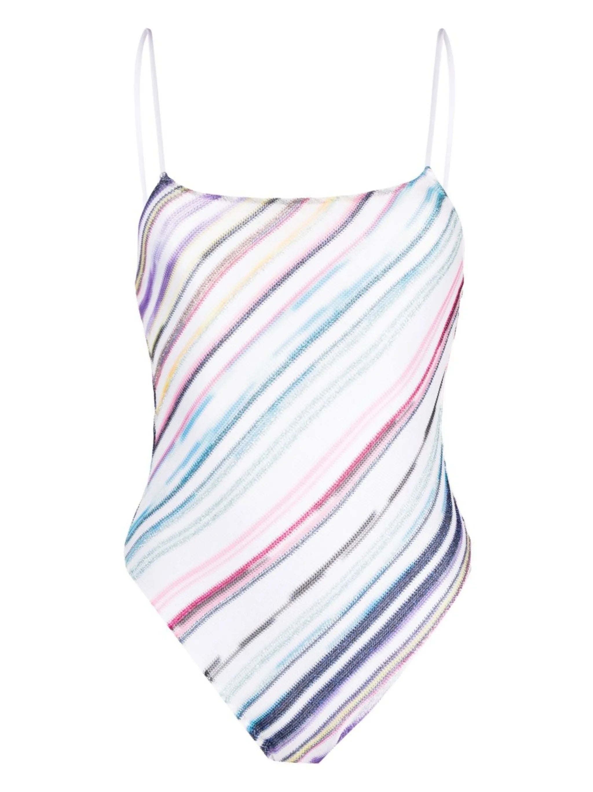 stripe-print backless swimsuit