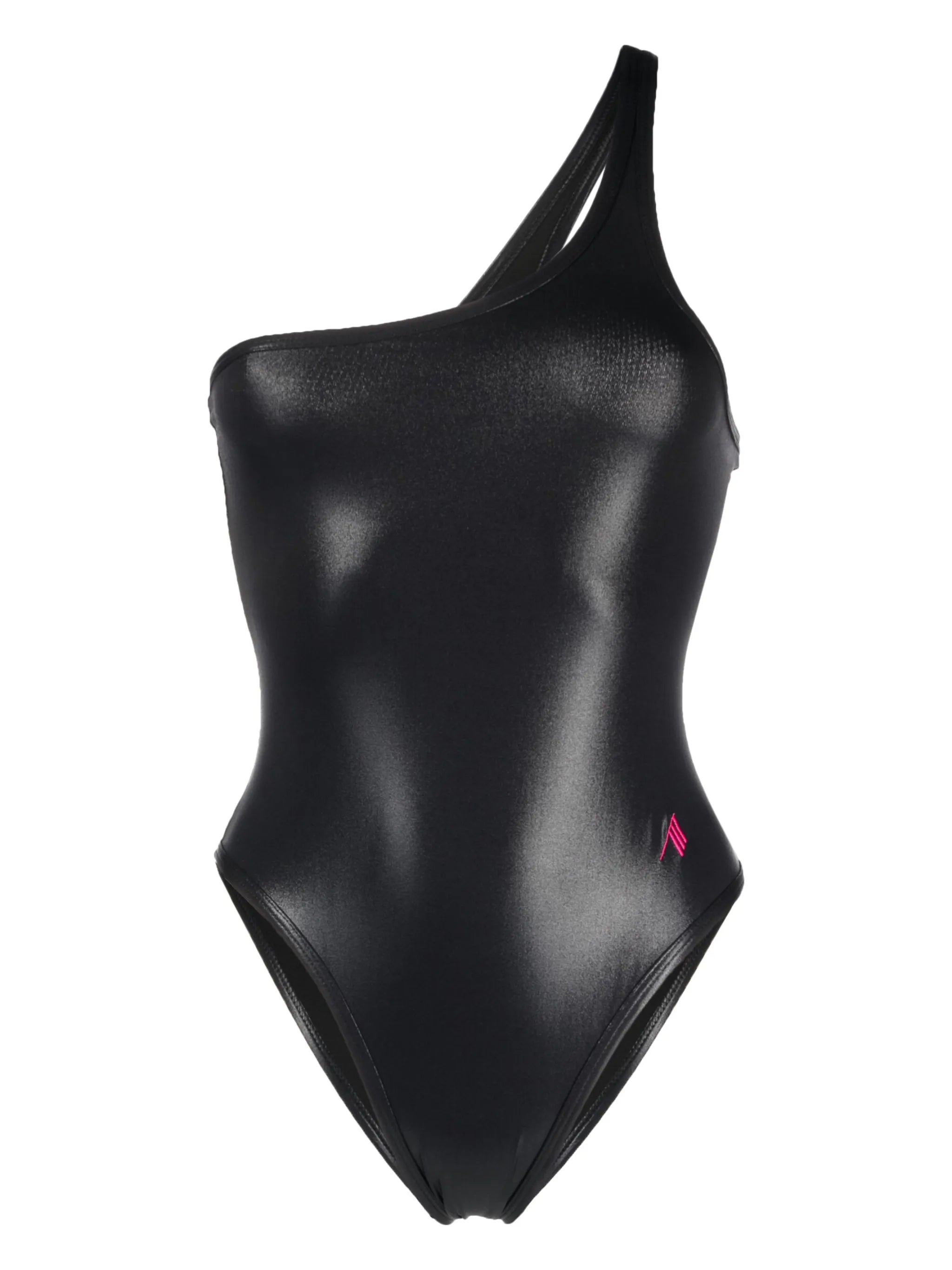 logo-embroidered one-shoulder swimsuit
