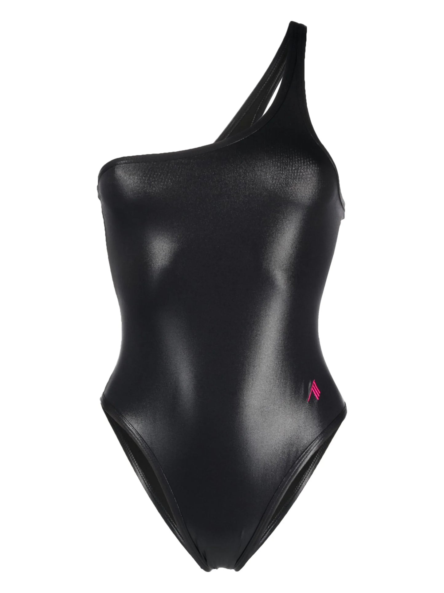 logo-embroidered one-shoulder swimsuit