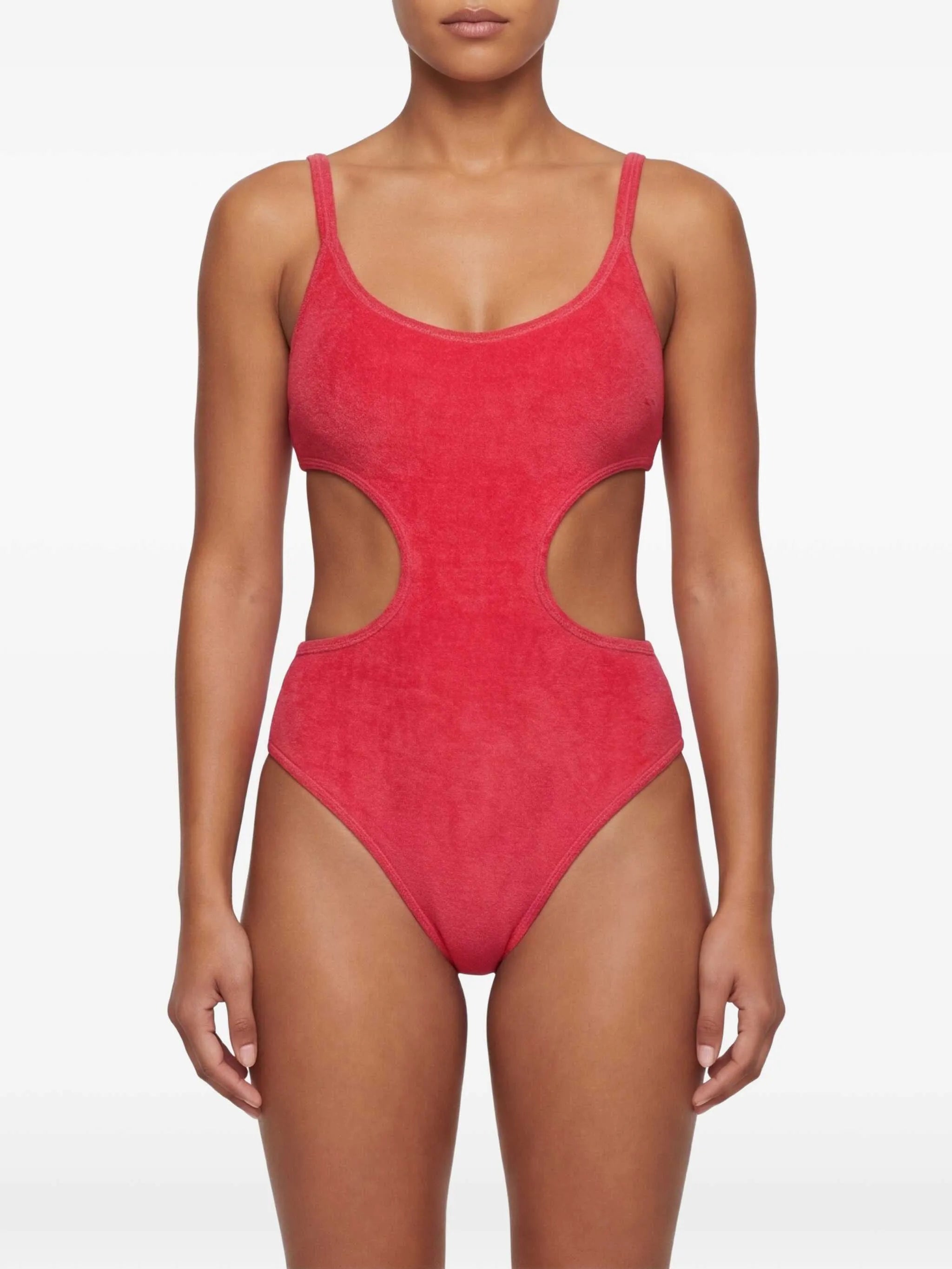 terry-cloth cut-out swimsuit
