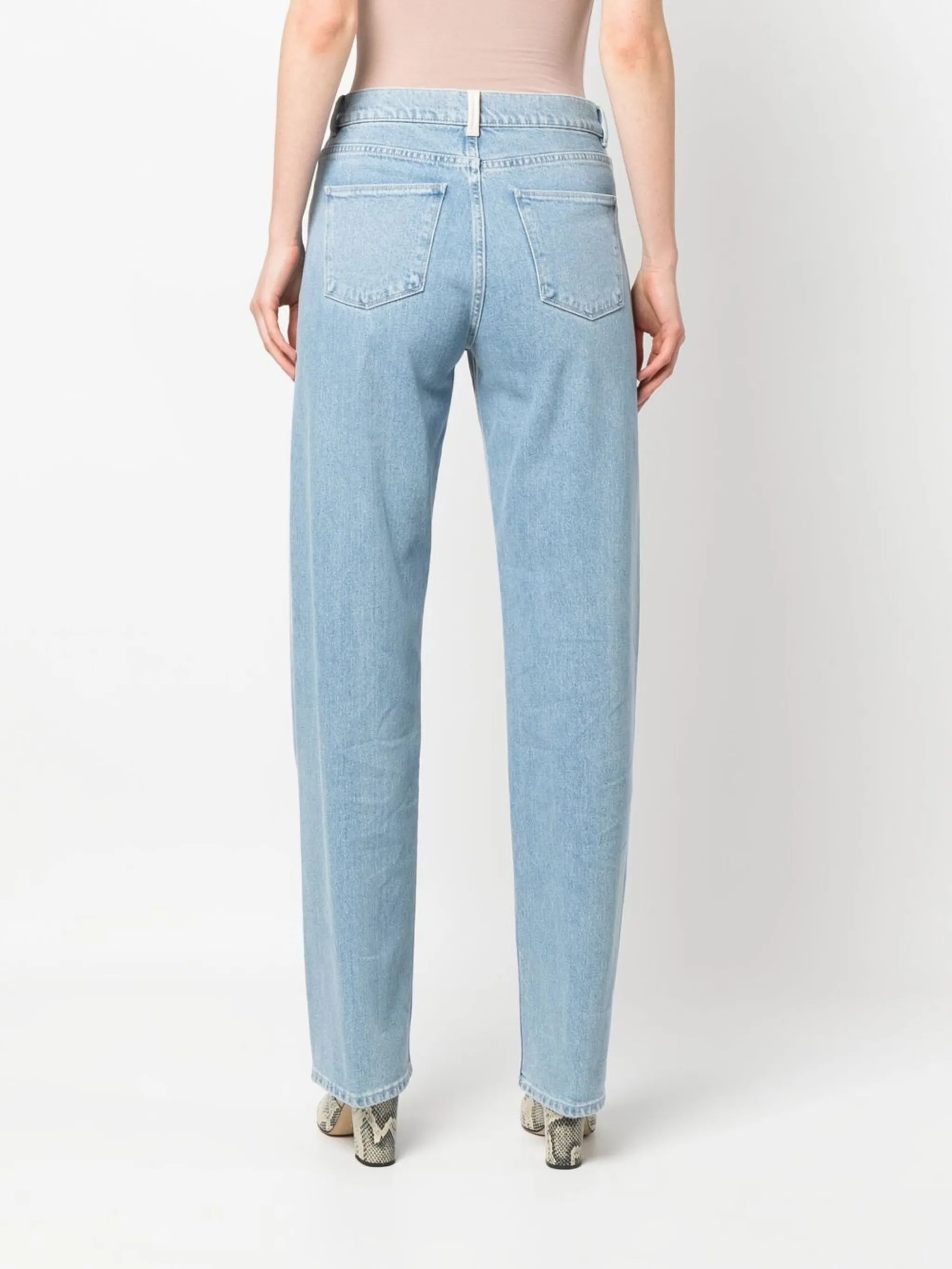high-waist straight-leg jeans