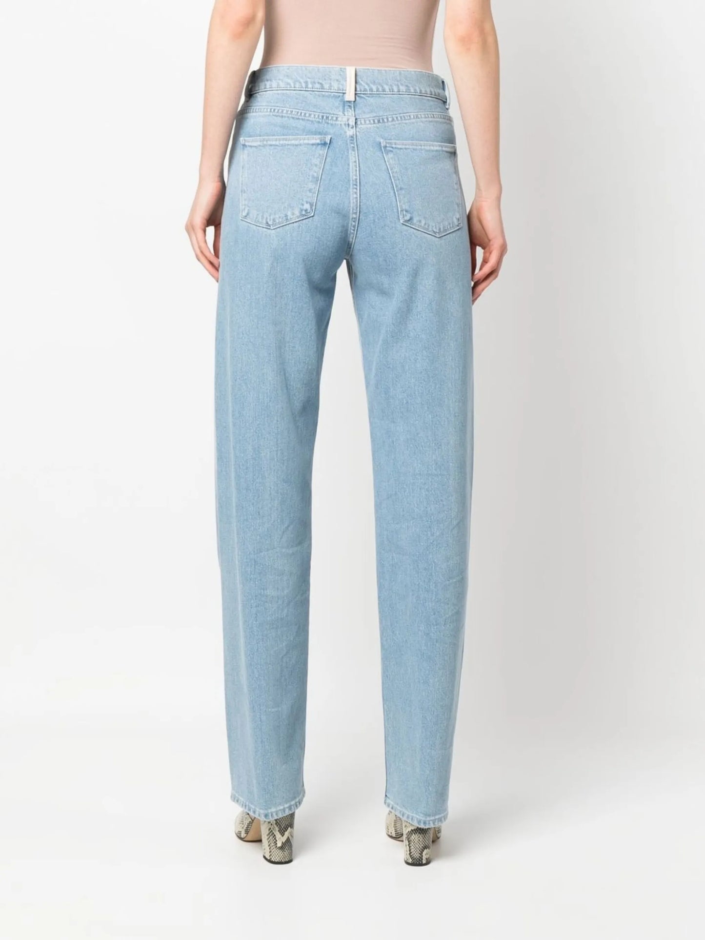 high-waist straight-leg jeans