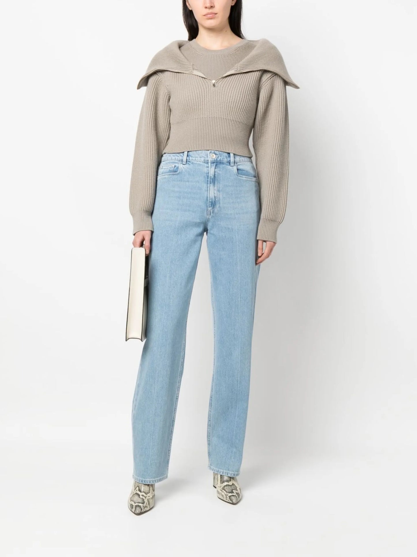 high-waist straight-leg jeans