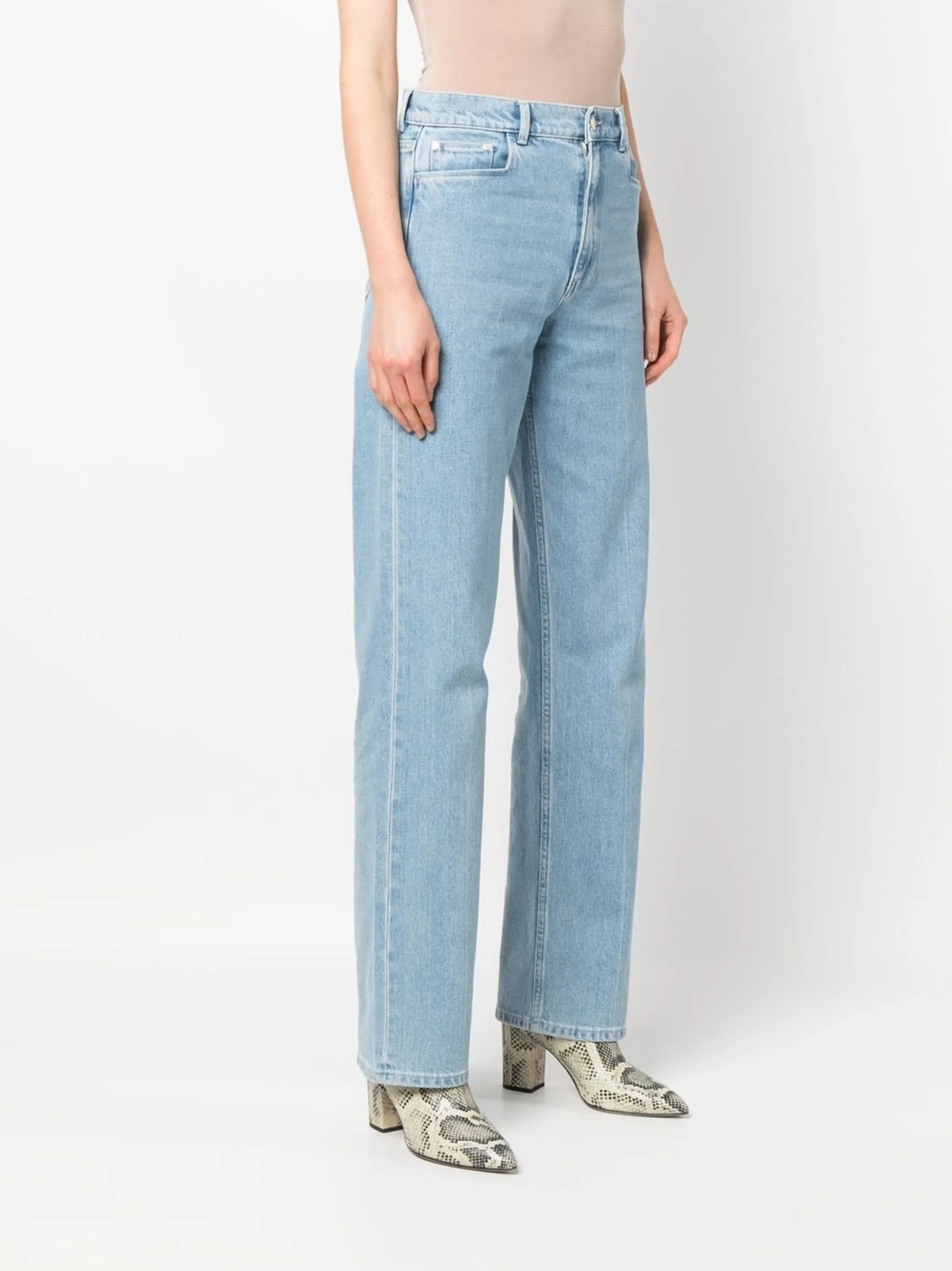 high-waist straight-leg jeans