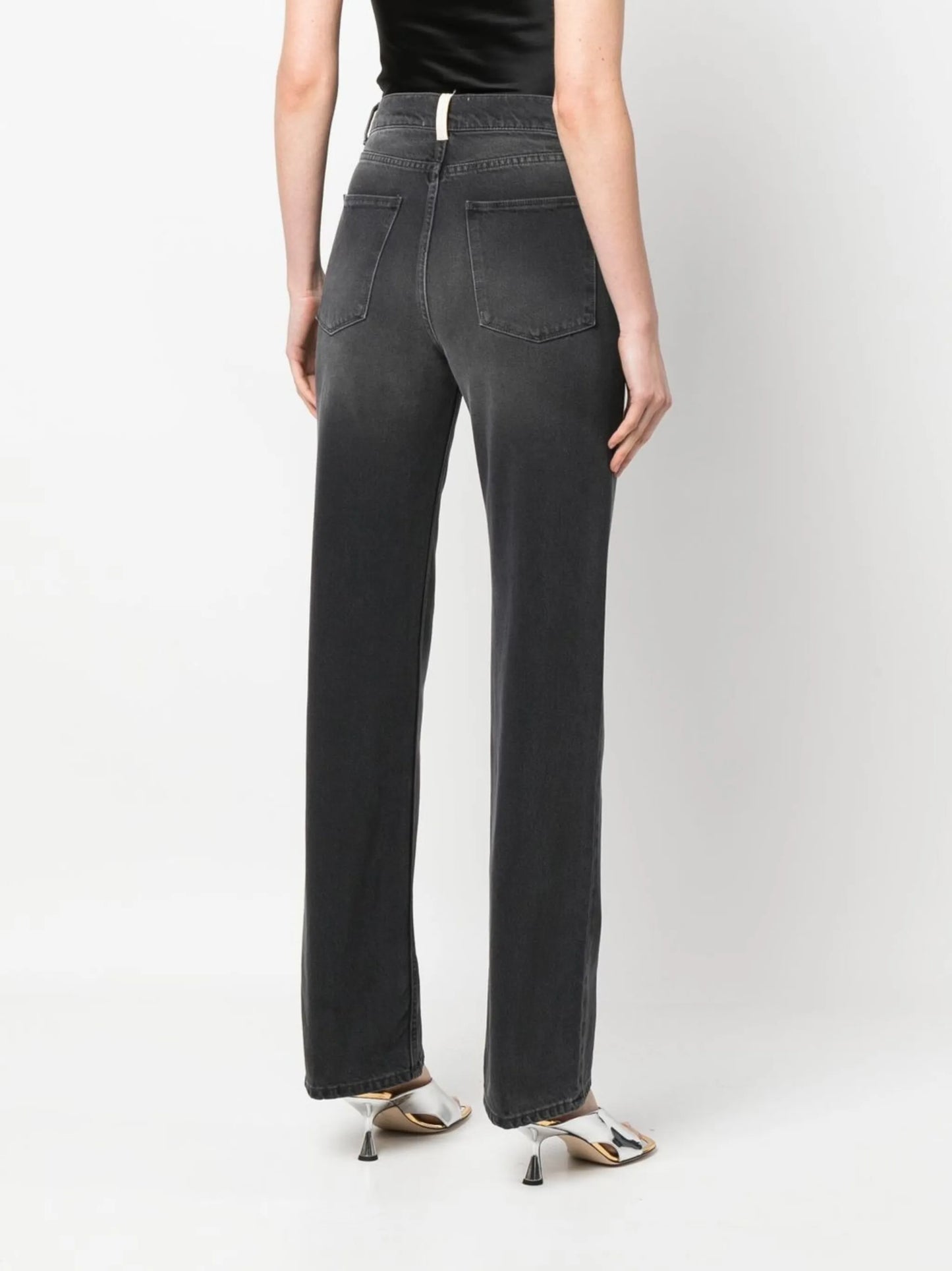 high-waist straight-leg jeans