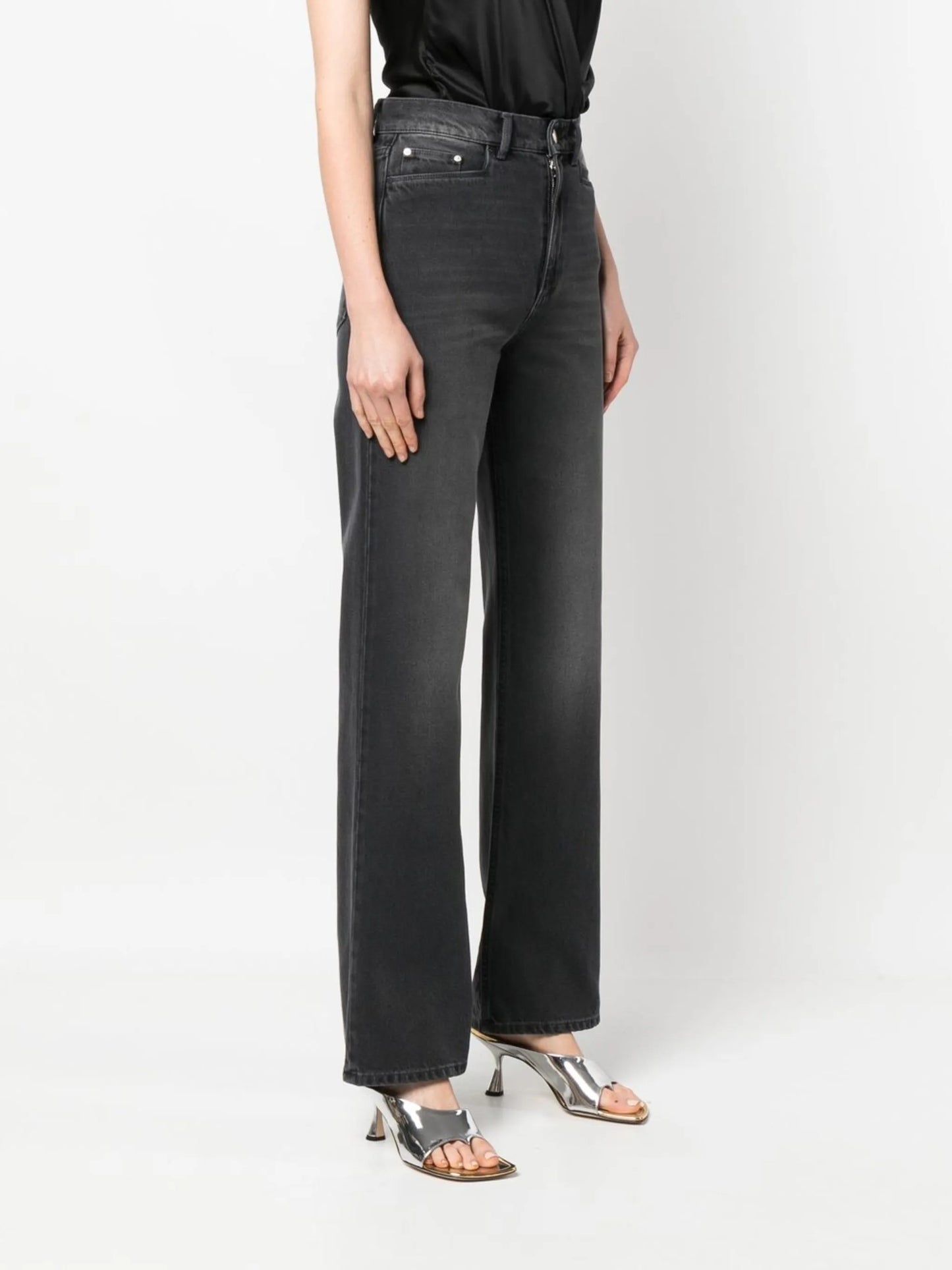 high-waist straight-leg jeans
