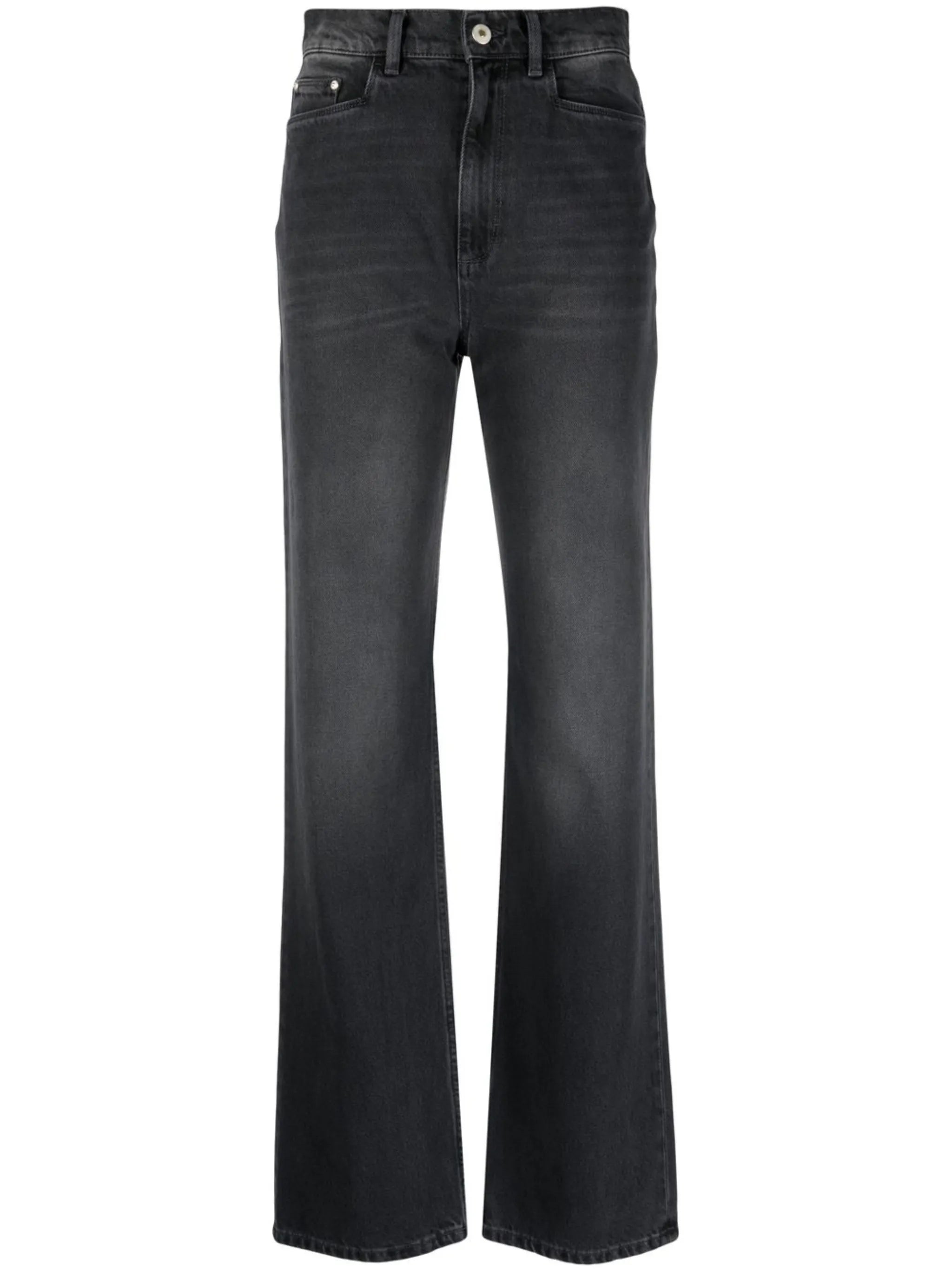 high-waist straight-leg jeans