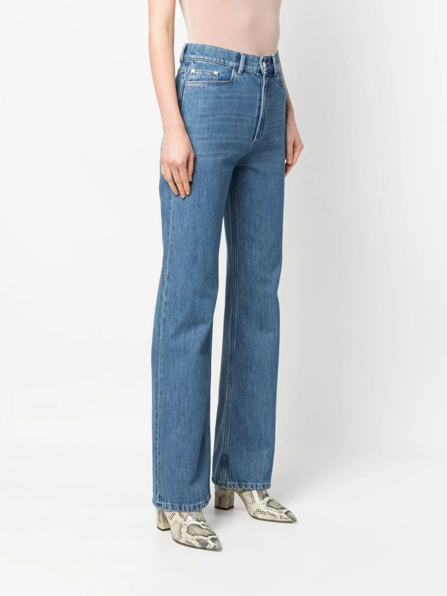 high-waist straight-leg jeans