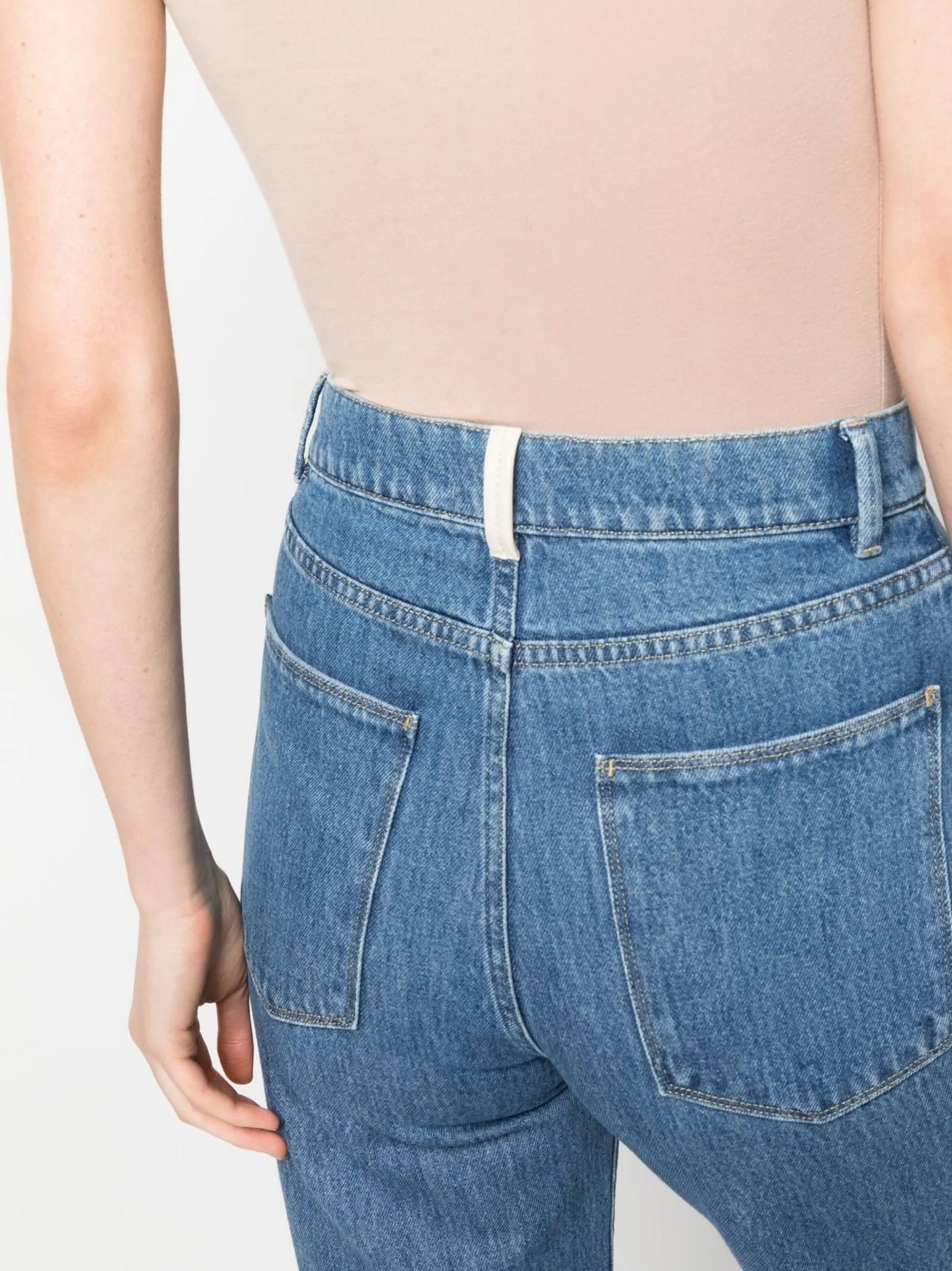 high-waist straight-leg jeans