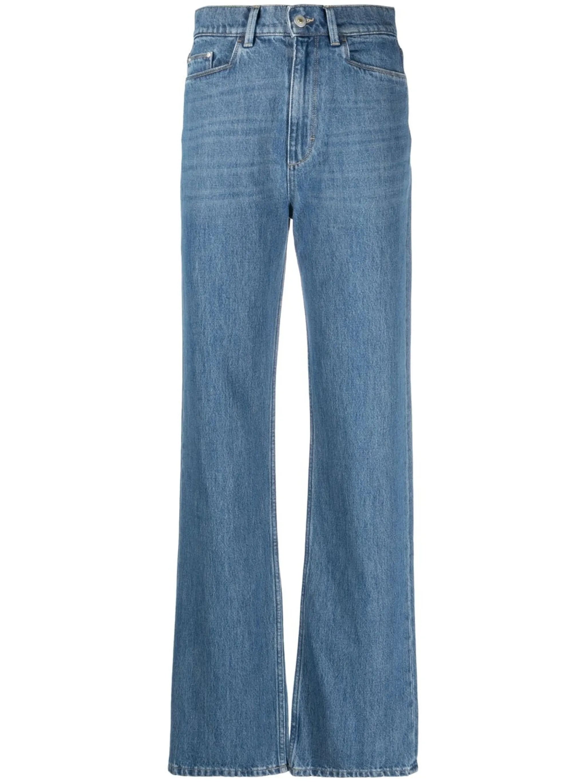 high-waist straight-leg jeans