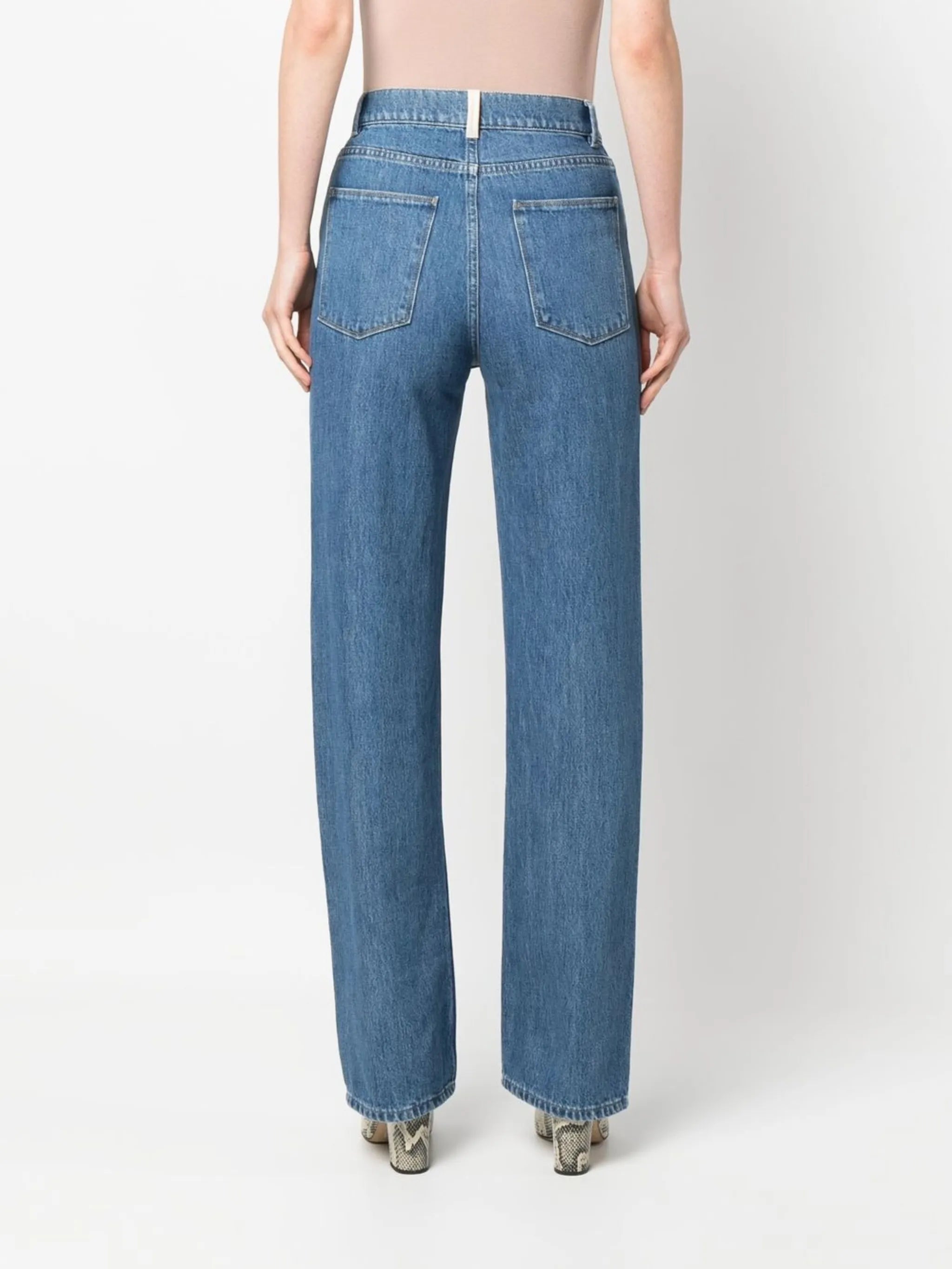 high-waist straight-leg jeans