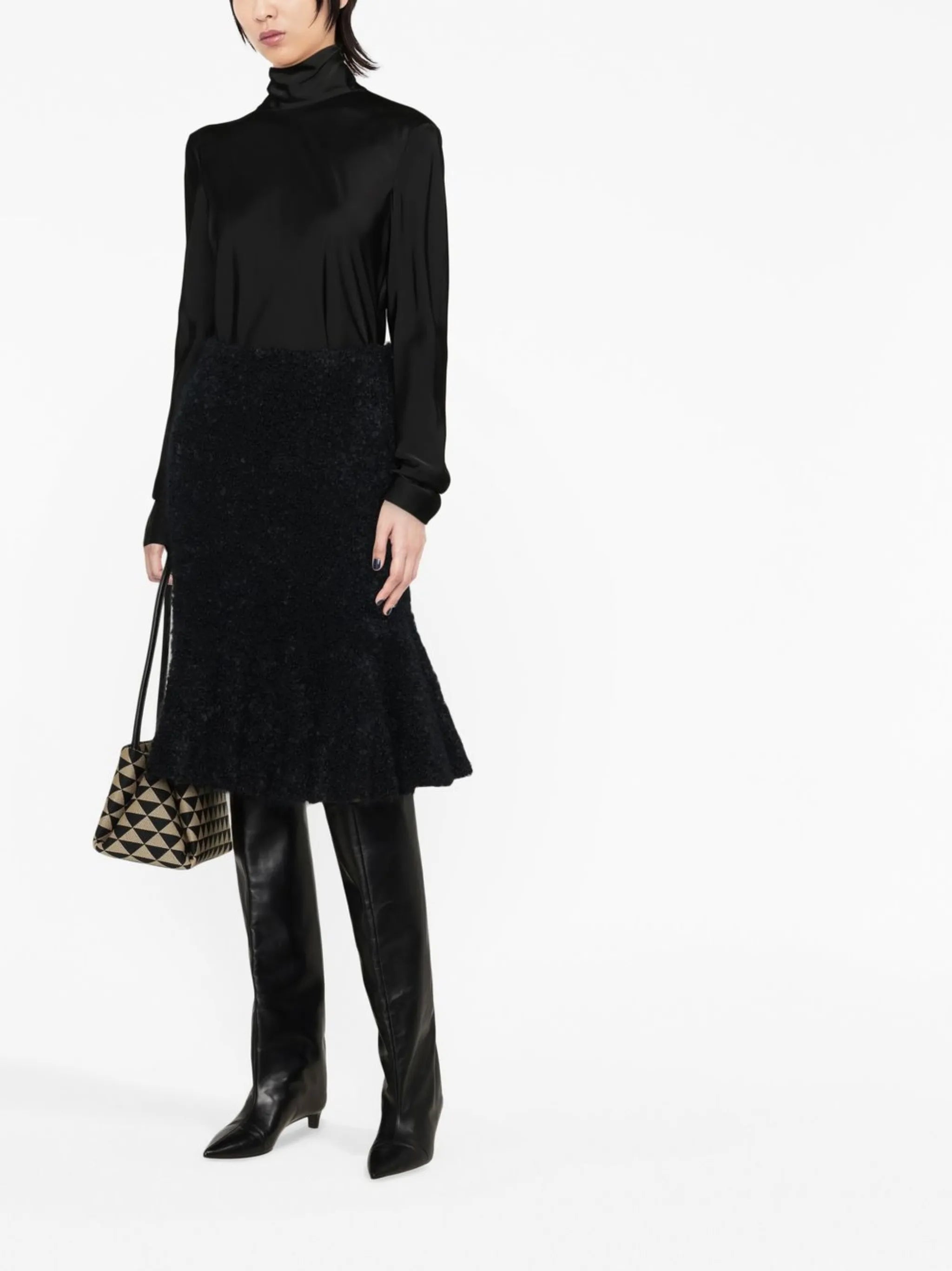 rollneck long-sleeve blouse
