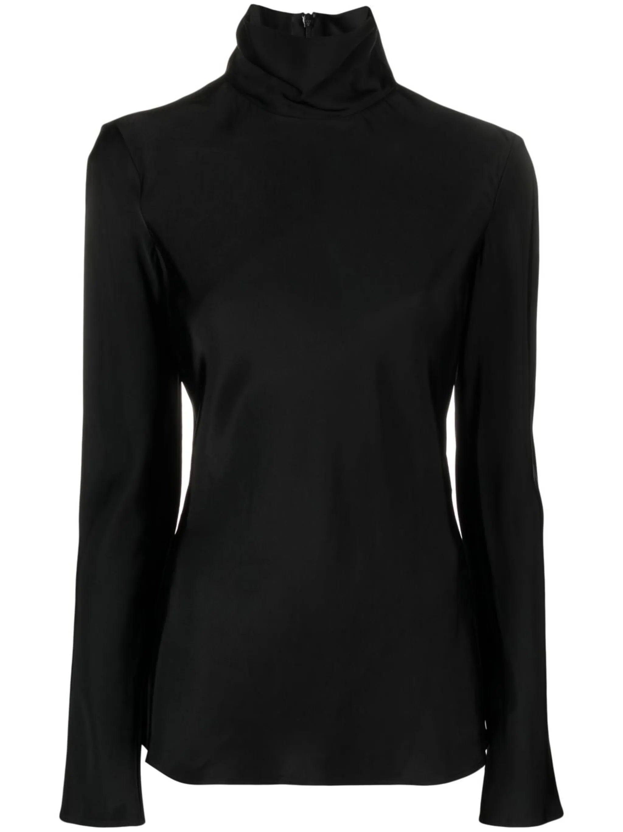 rollneck long-sleeve blouse