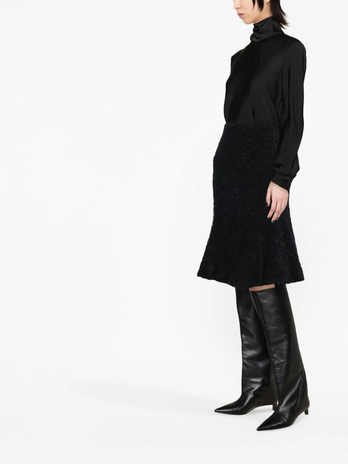 rollneck long-sleeve blouse
