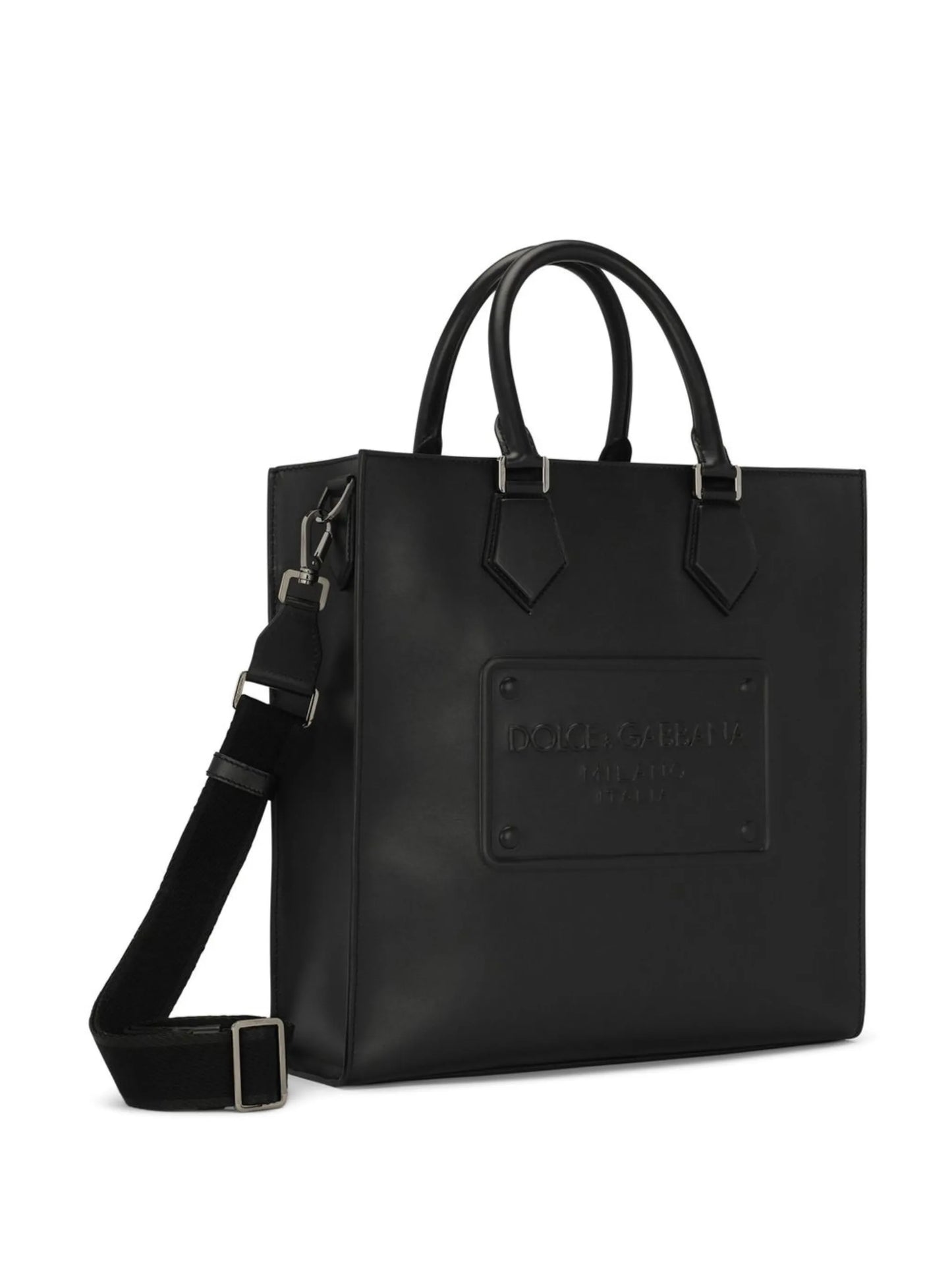 logo-embossed leather tote bag