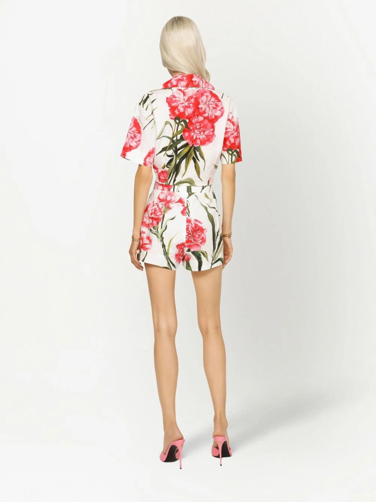 floral-print cropped shirt