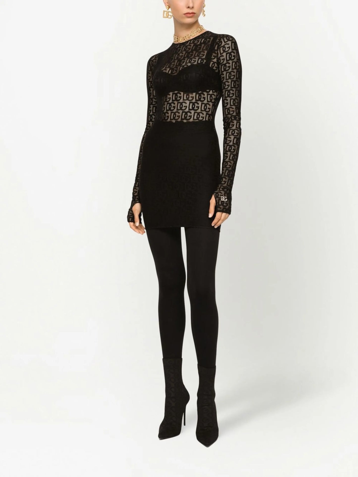 DG-logo tulle mini dress