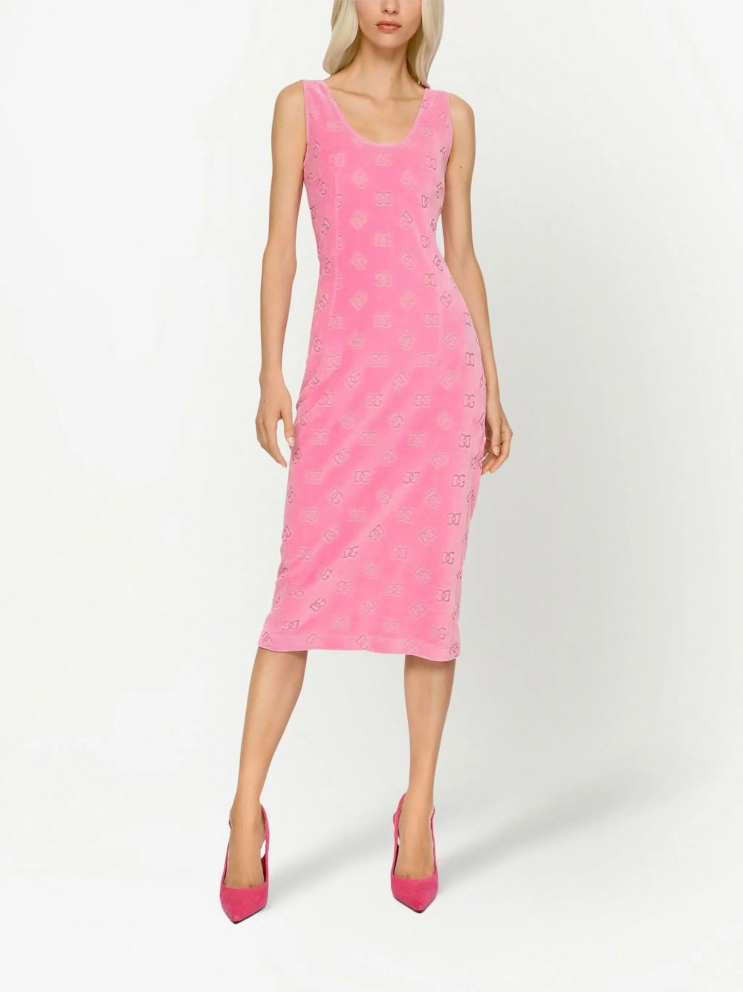 DG-logo sleeveless midi dress