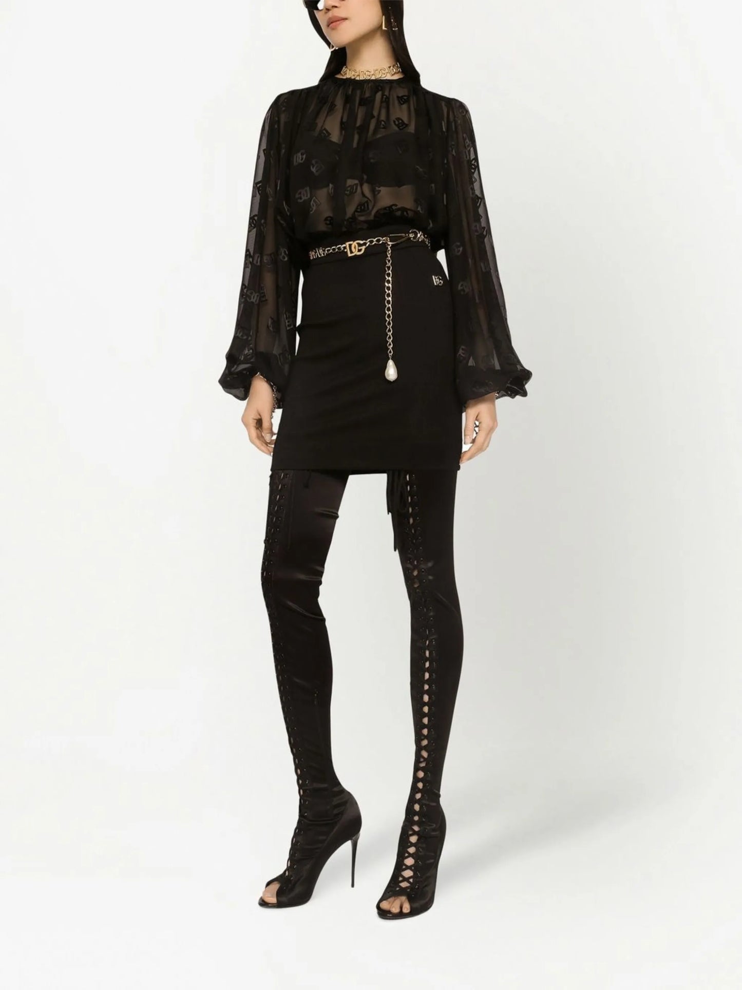 DG-logo satin blouse