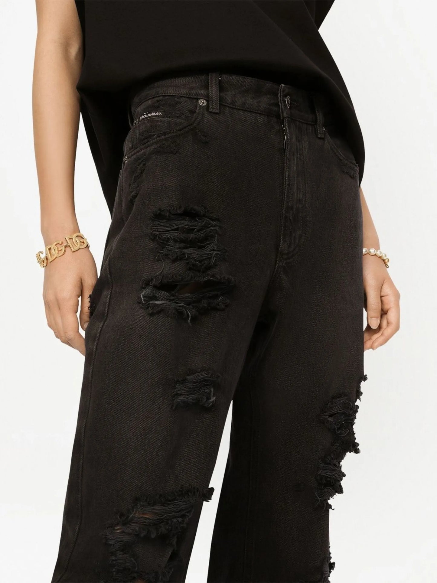 distressed flared jeans
