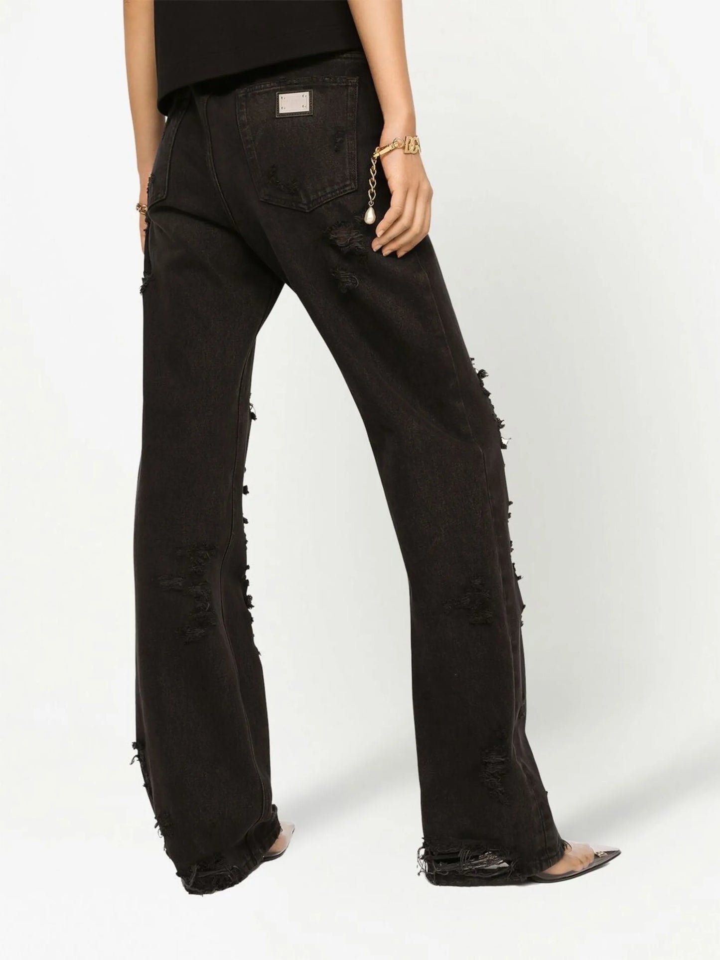 distressed flared jeans