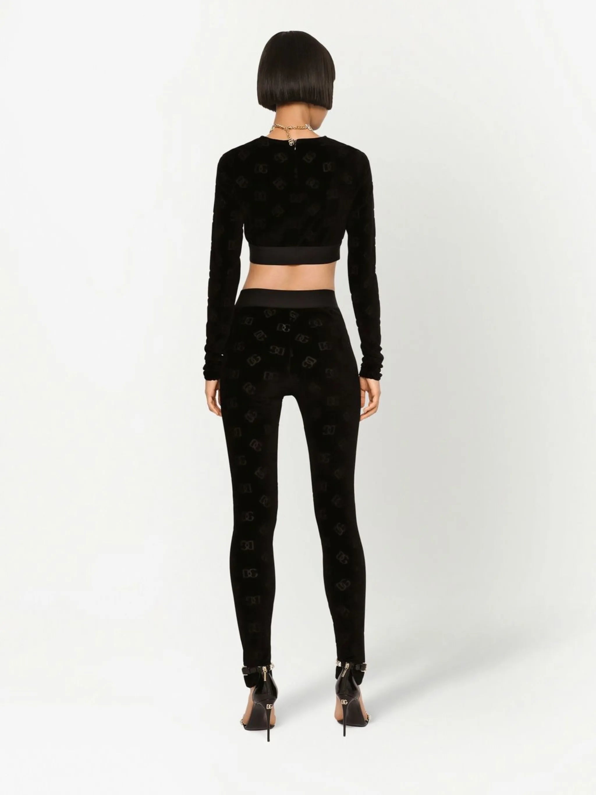 flocked-logo leggings